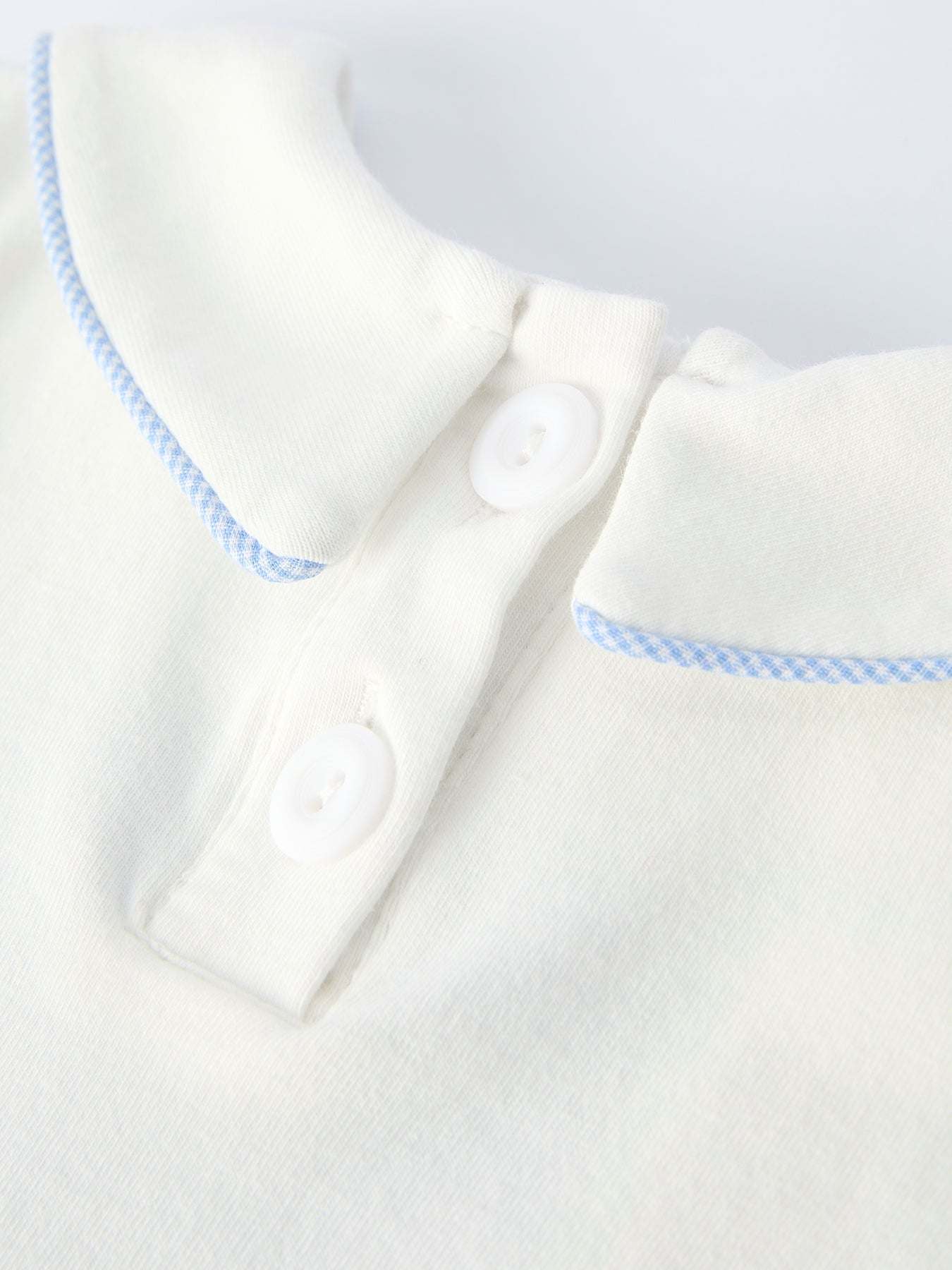 Blue Smocked Church Christ Bishop Christening Baby Boy Bloomer Set romper side view