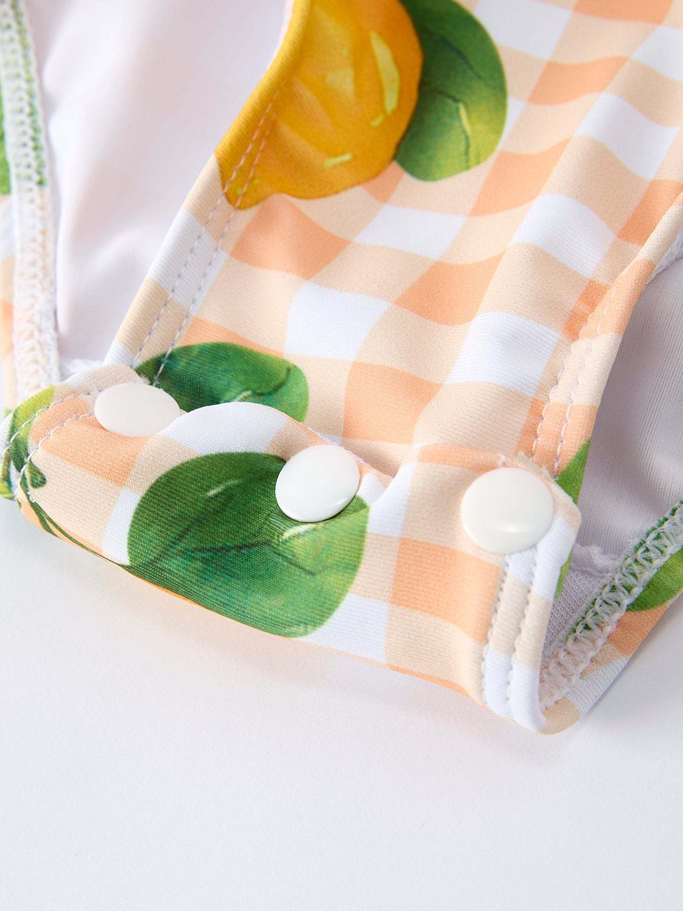 Lemon Print Long Sleeve Girls One Piece Swimsuit side view