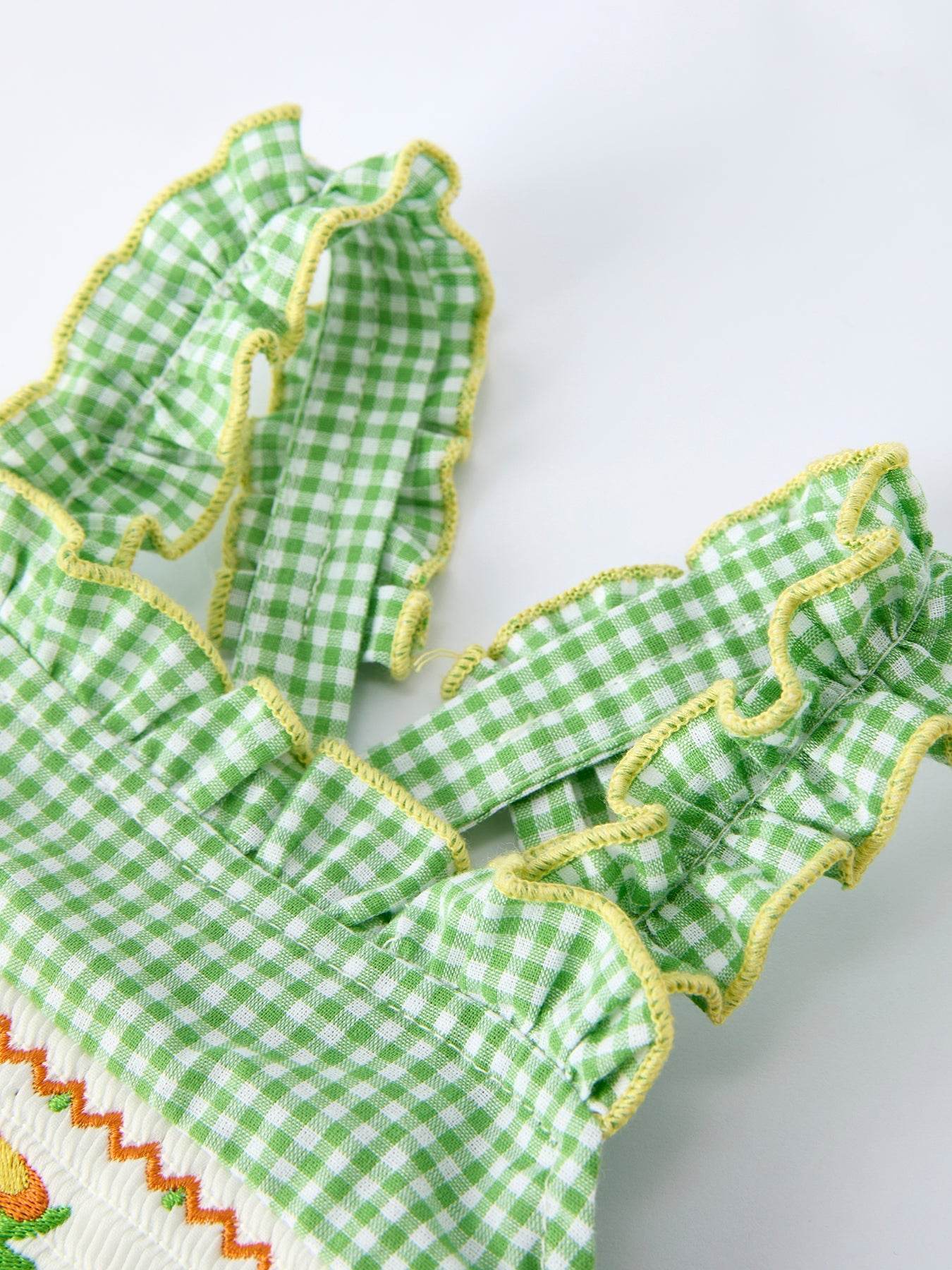 Spring Turtle Smocked Baby Girls Bloomers Set