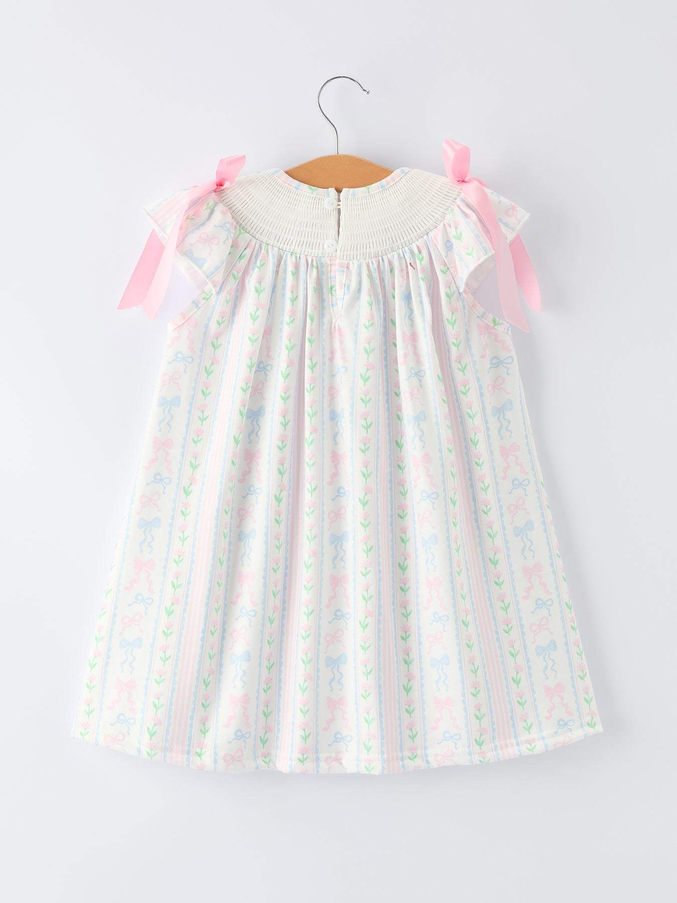 Girl Bow Stripe Smocked Dress