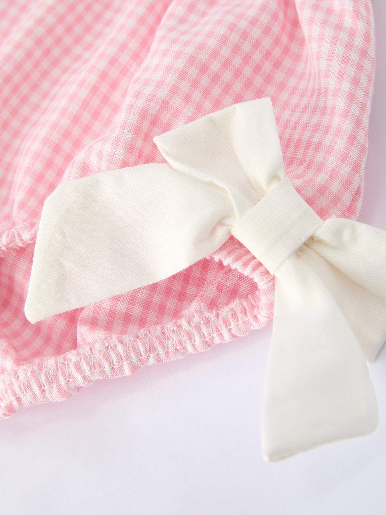 Pink Smocked Church Christ Bishop Christening Baby Girls Bloomer Set romper back view