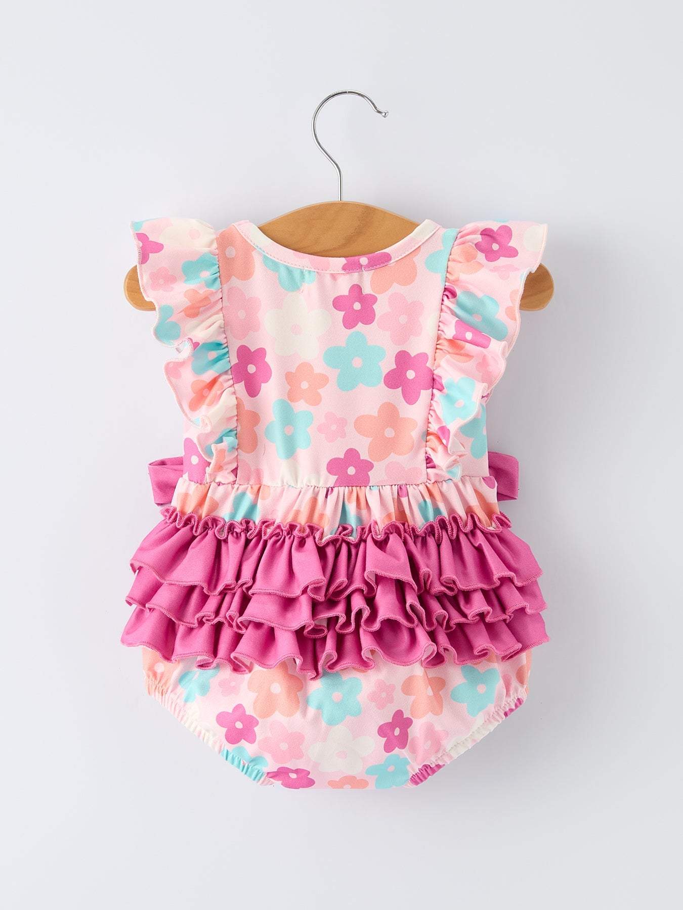 Colorful Floral Ruffle Baby Girls Romper