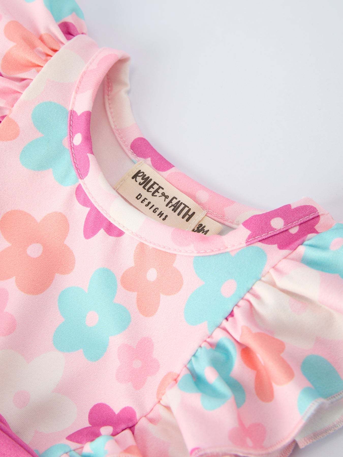 Colorful Floral Ruffle Baby Girls Romper