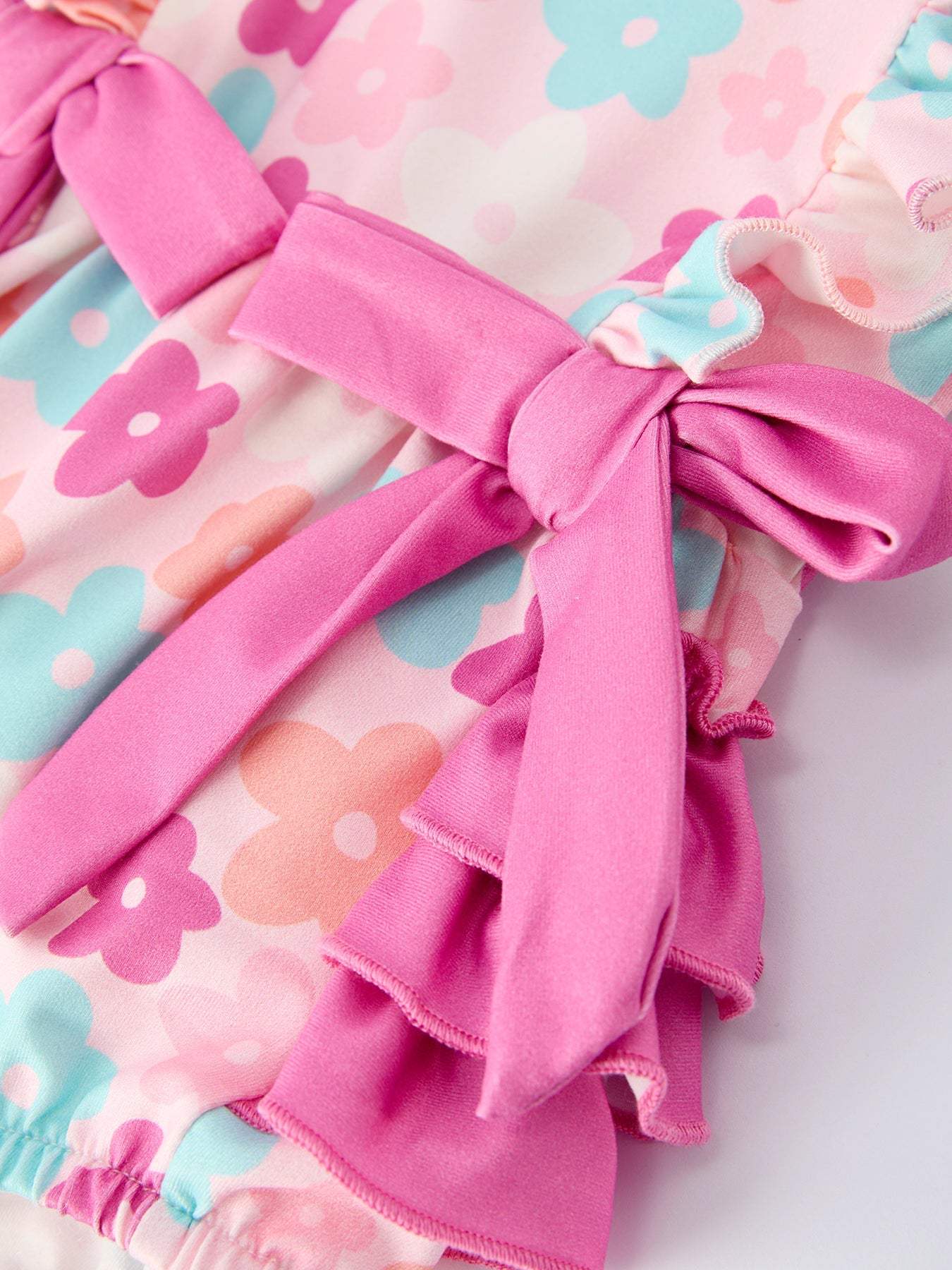 Colorful Floral Ruffle Baby Girls Romper