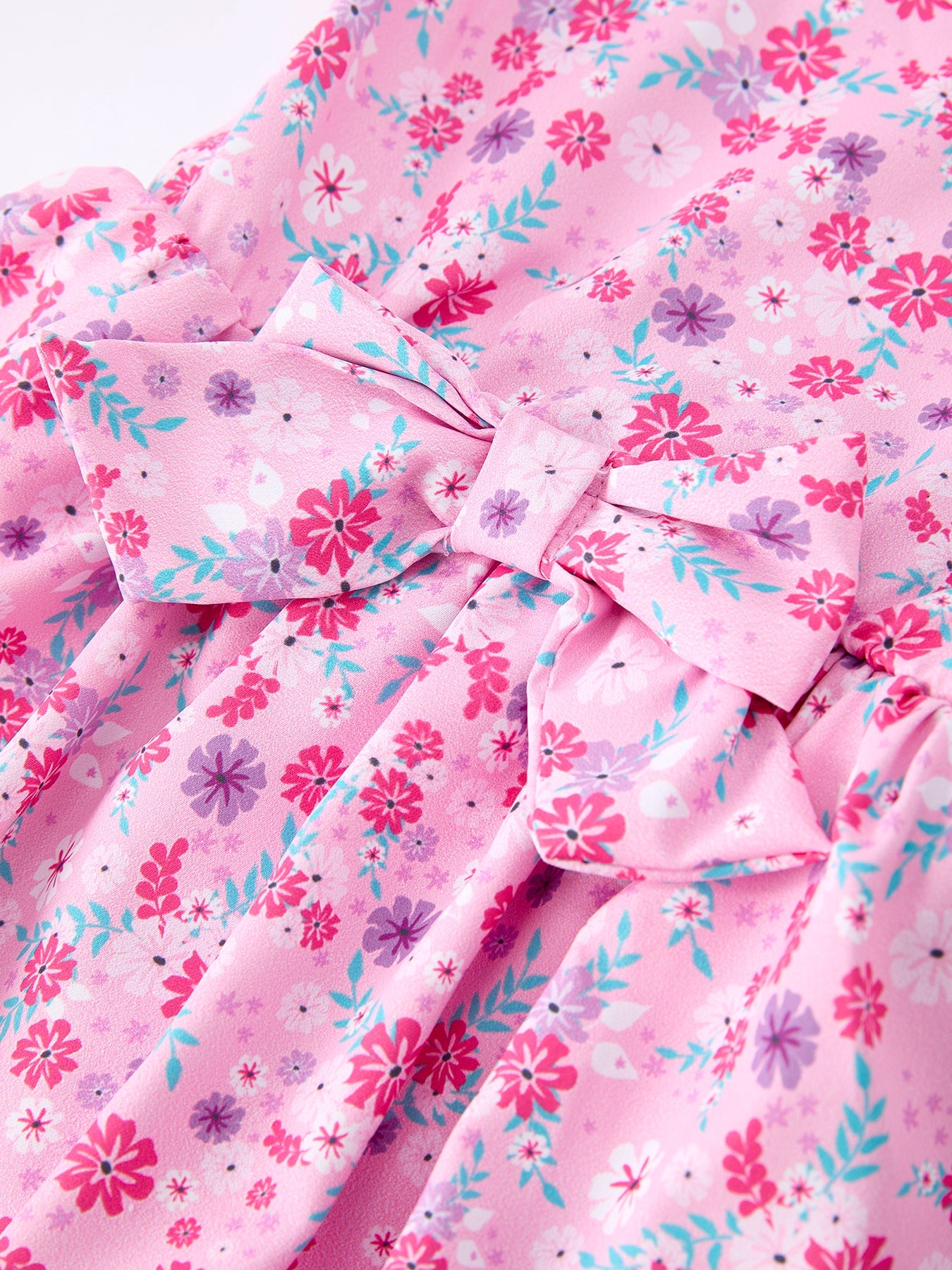 Spring floral print fabric close-up