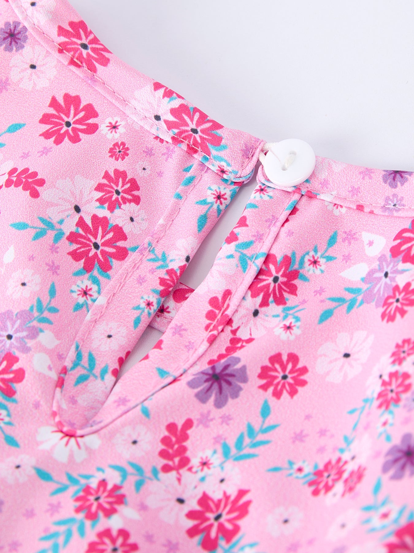 Spring floral baby girls romper full length view