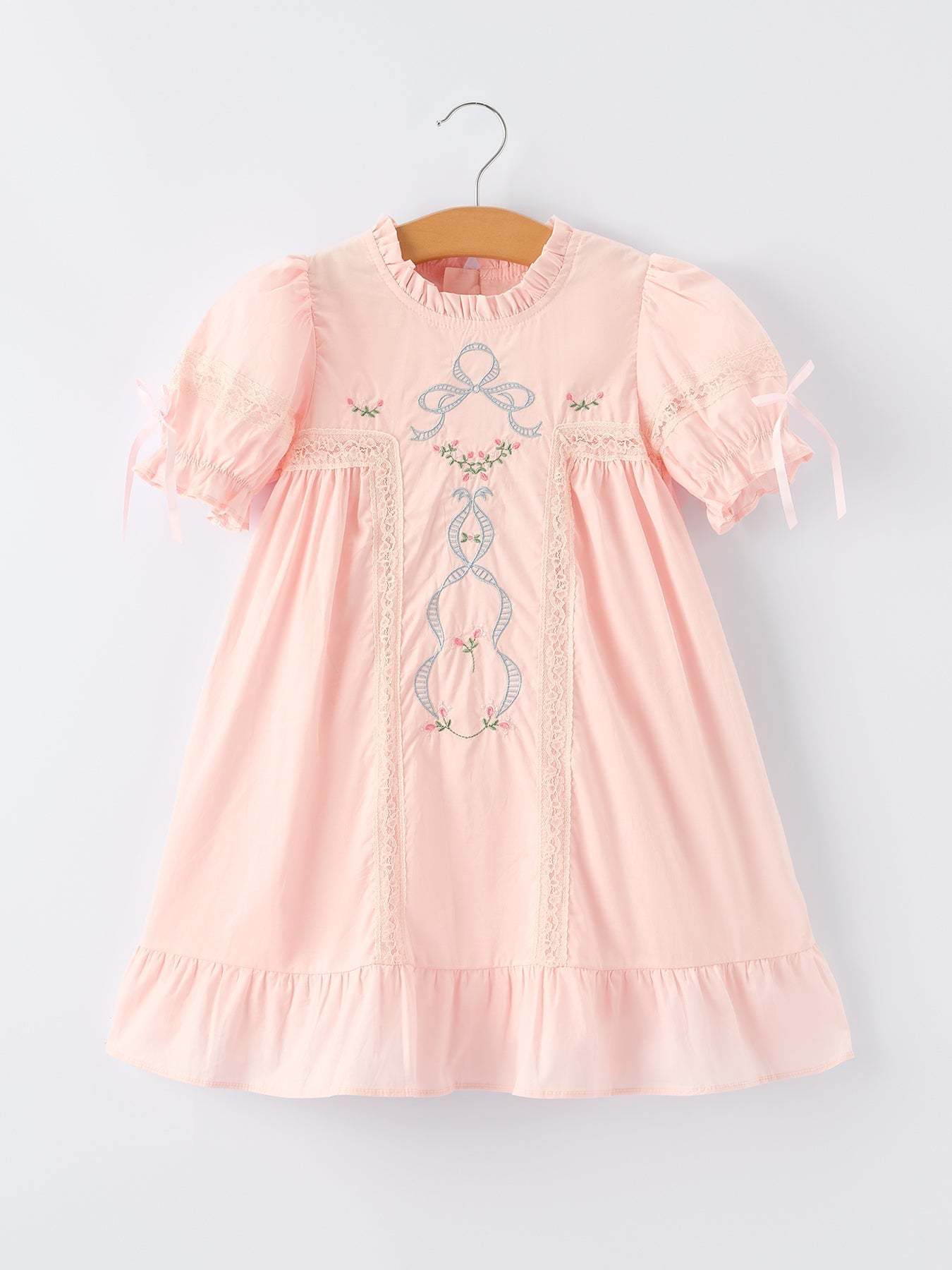 Embroidered lace girls dress lace detail
