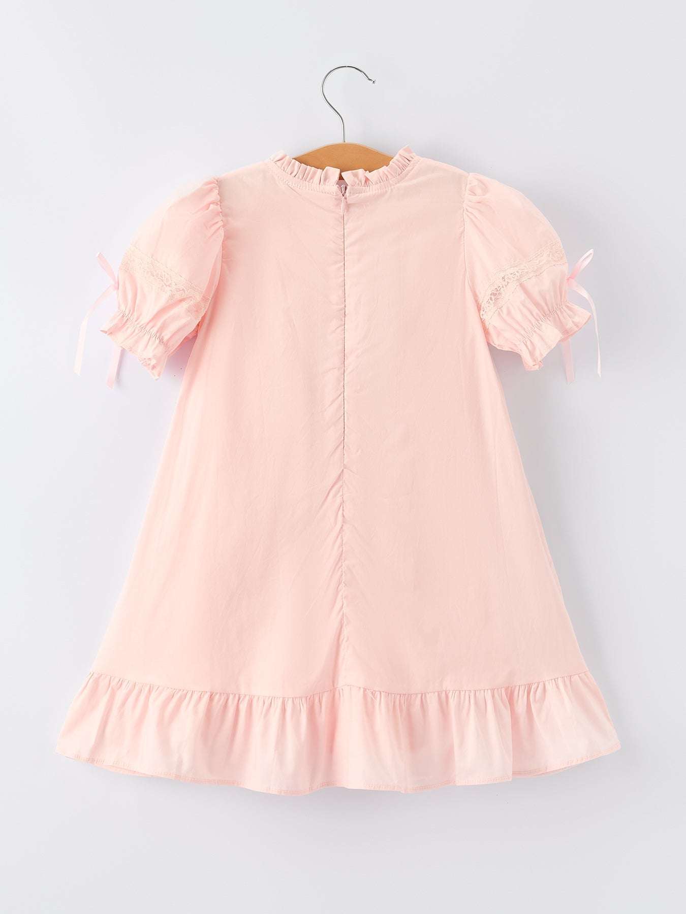 Girls short-sleeved lace dress side view