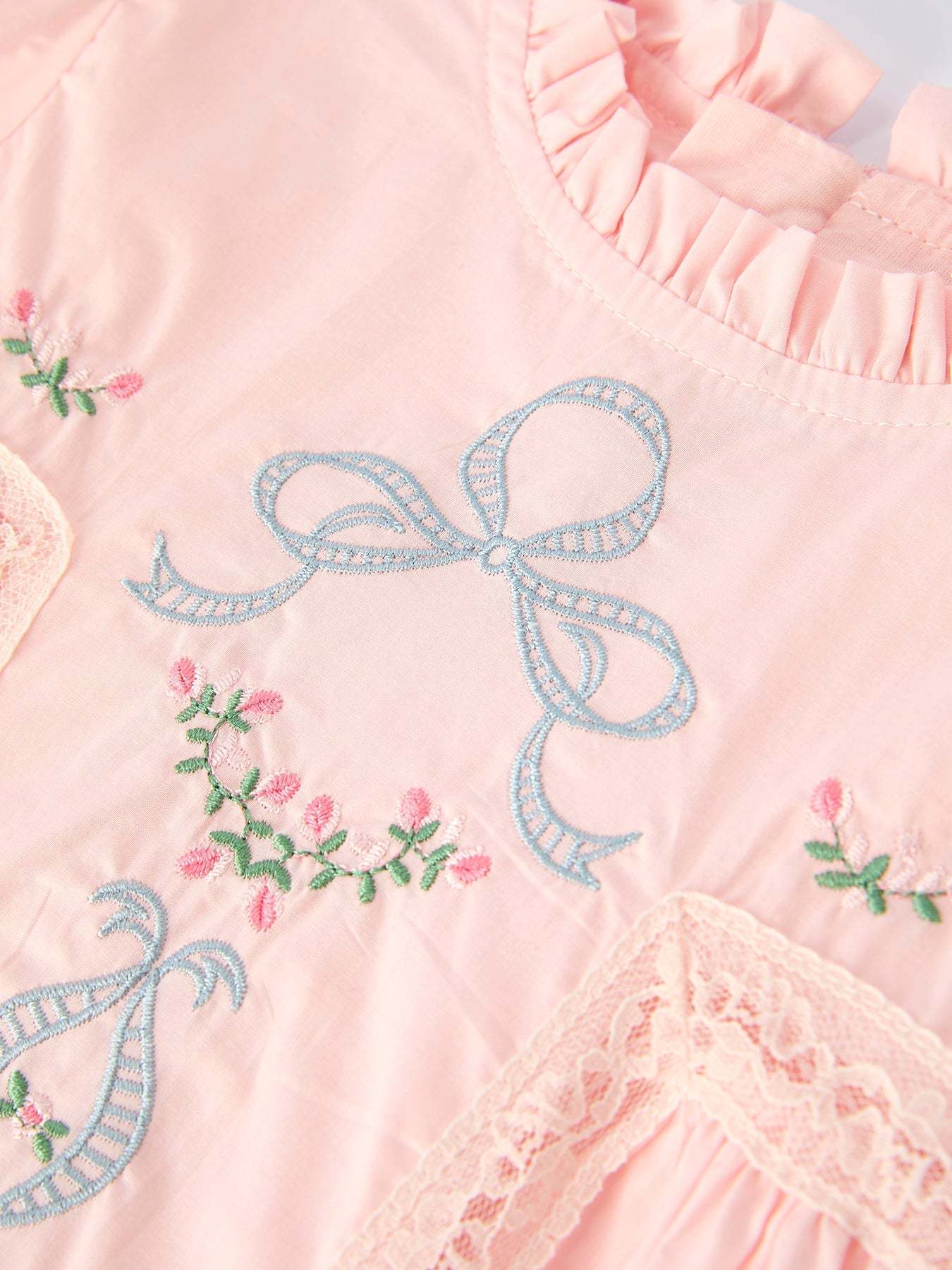 Embroidered lace dress for girls back view
