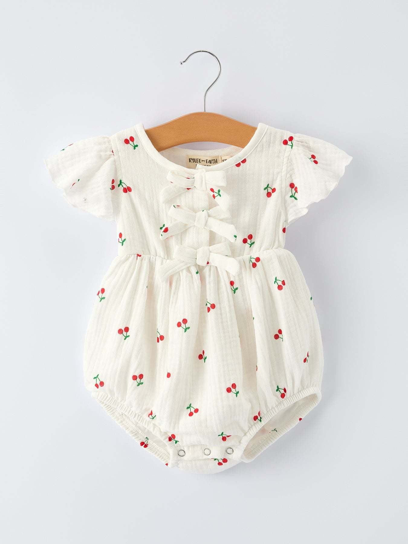 Baby Girls Spring Cherry Romper - front view