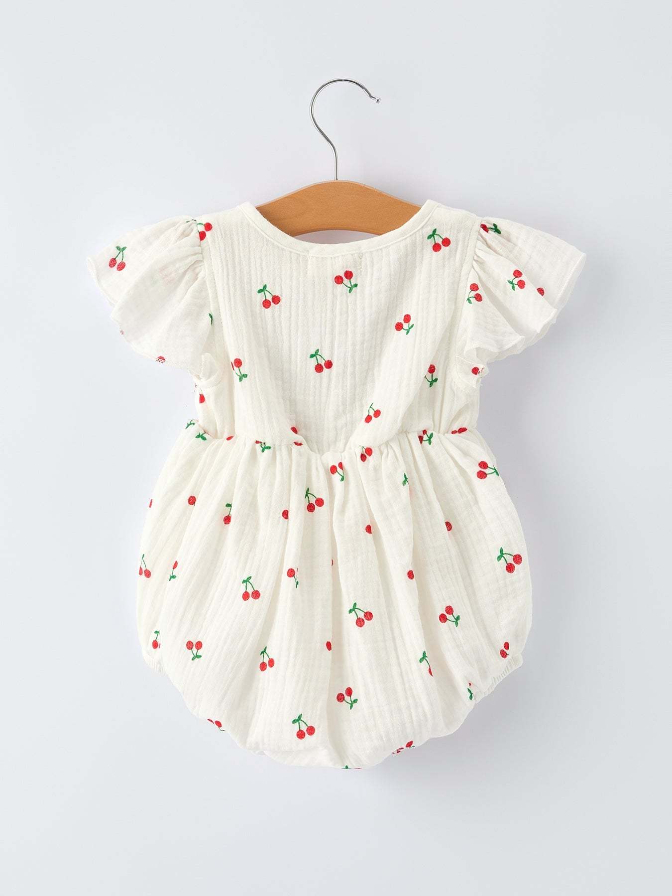 Baby Girls Spring Cherry Romper - detail view