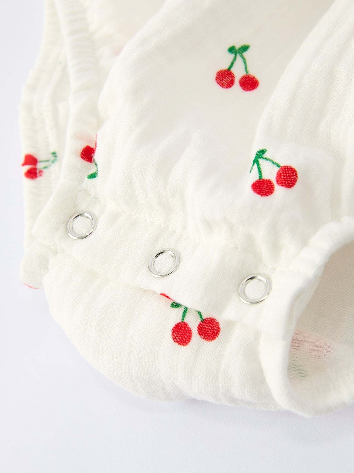 Baby Girls Spring Cherry Romper - fabric and material close-up