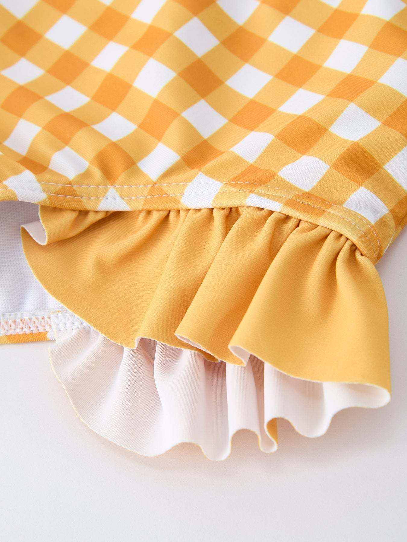 Summer Sunflower Gingham Girls Two-Piece Swimsuit