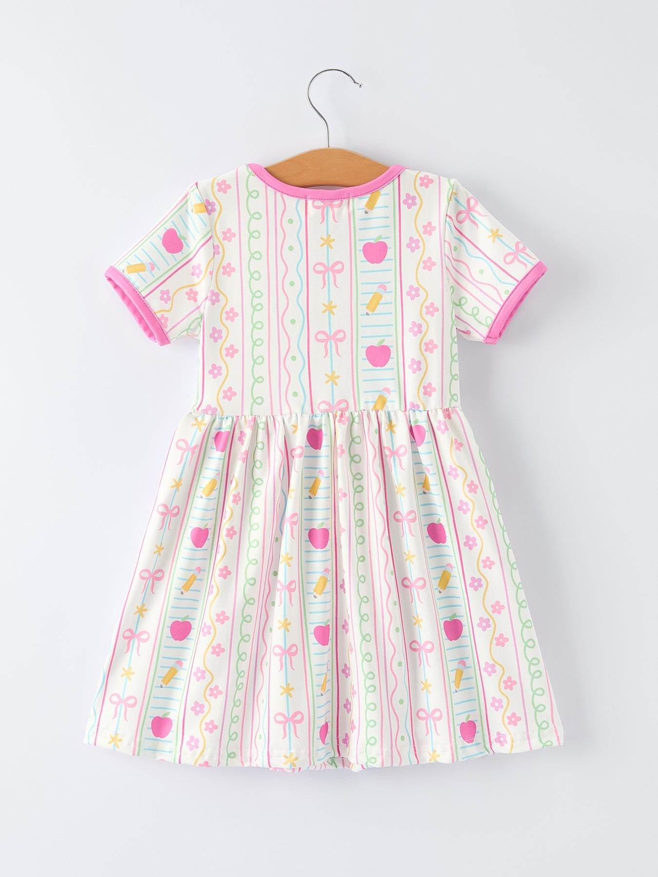 Back to School Girl Short Sleeve Dress Pocket Detail - detail view