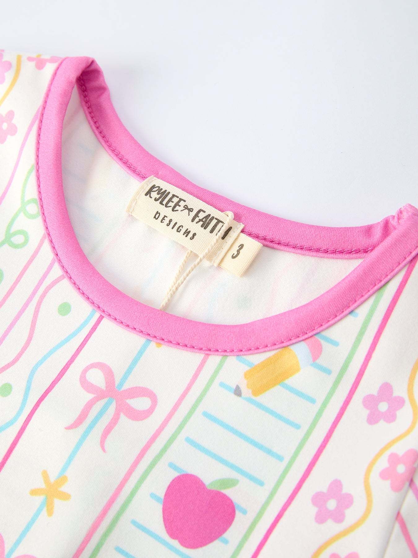 Back to School Girl Short Sleeve Dress Pocket Detail - back view