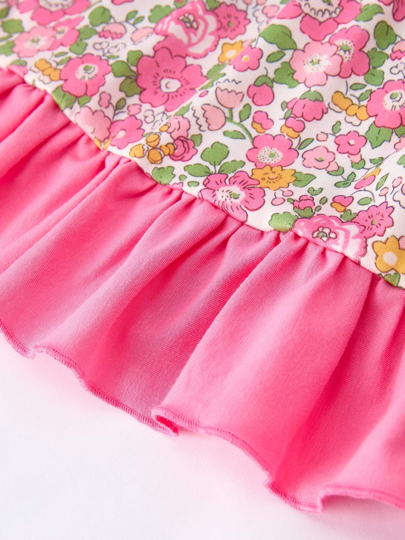 DADDY'S GIRL Bow Embroidered Ruffle Collar Girl Dress - fabric and material close-up
