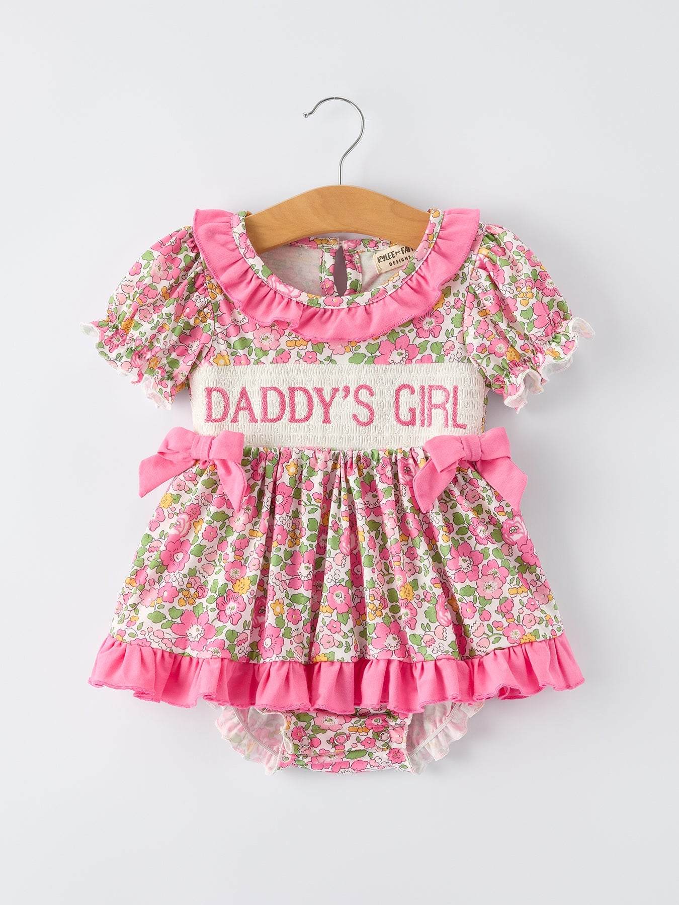 “DADDY'S GIRL” Embroidered Ruffle Collar Baby Girls Romper