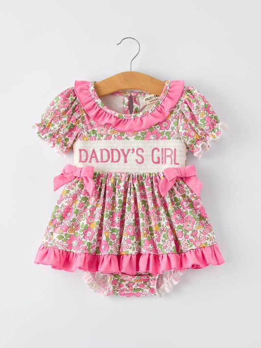 “DADDY'S GIRL” Embroidered Ruffle Collar Baby Girls Romper