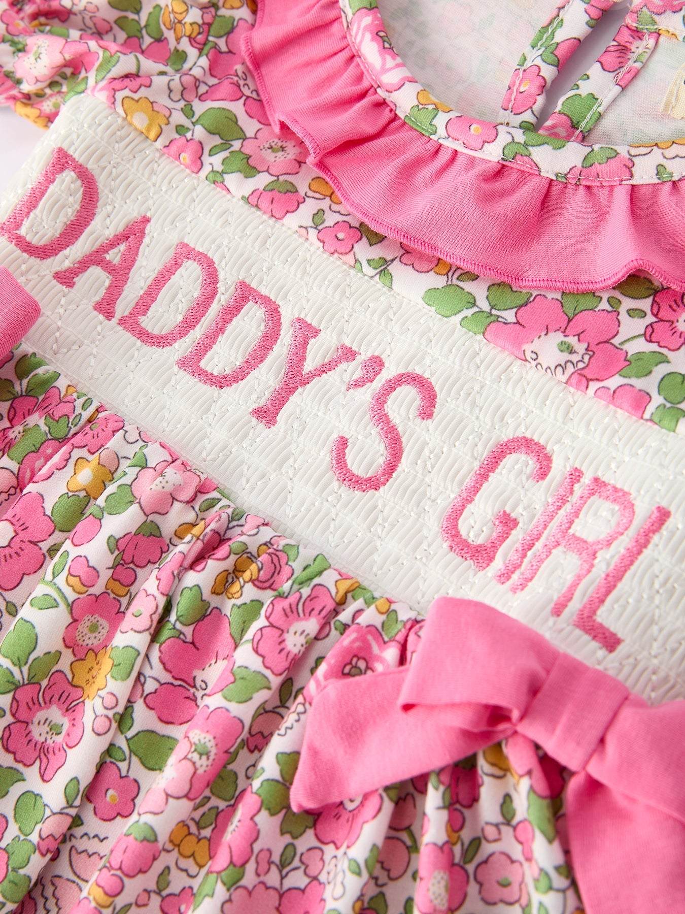 “DADDY'S GIRL” Embroidered Ruffle Collar Baby Girls Romper