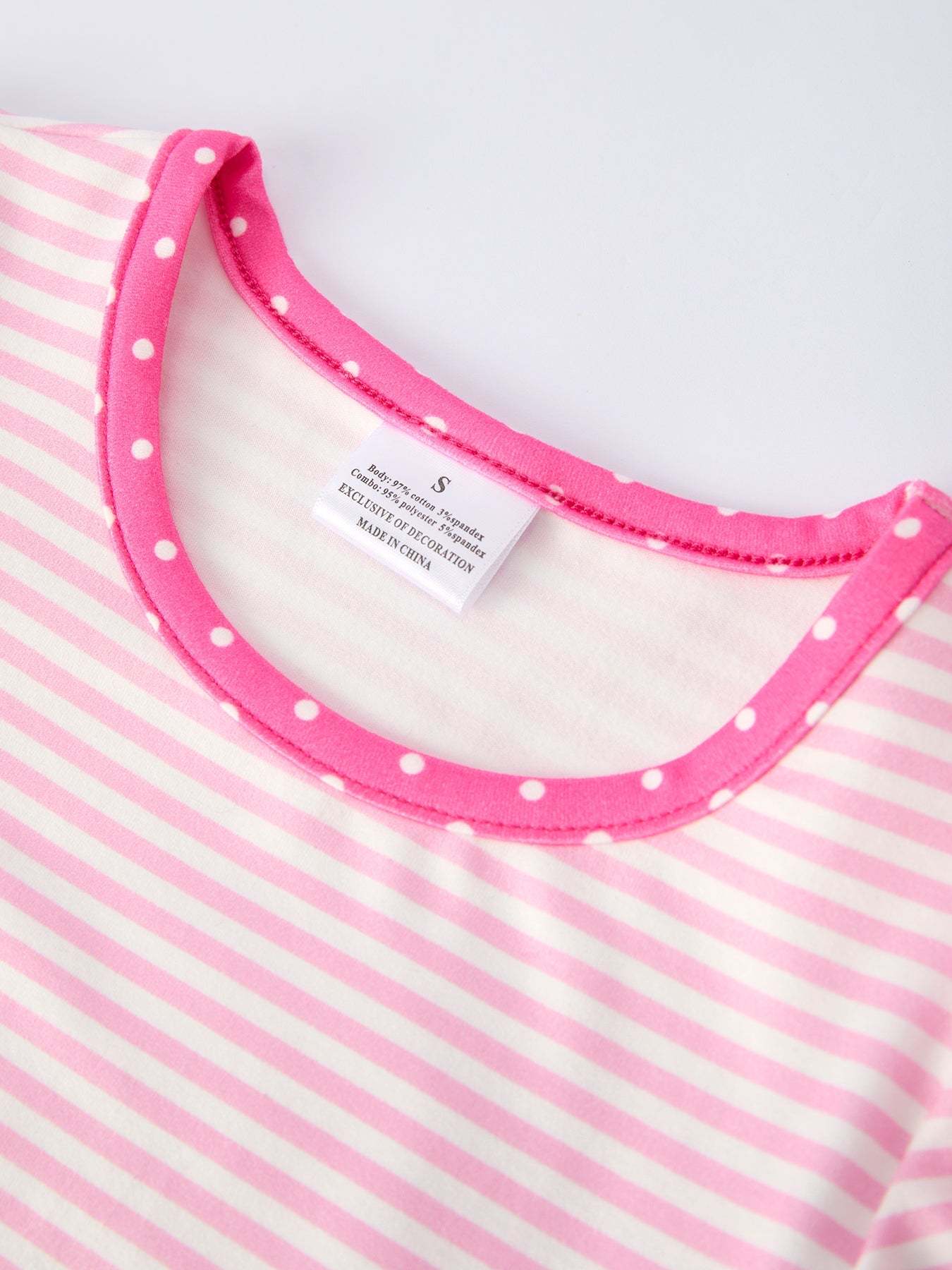Back To School Girls Pencil Applique Striped Set Outfit - back view