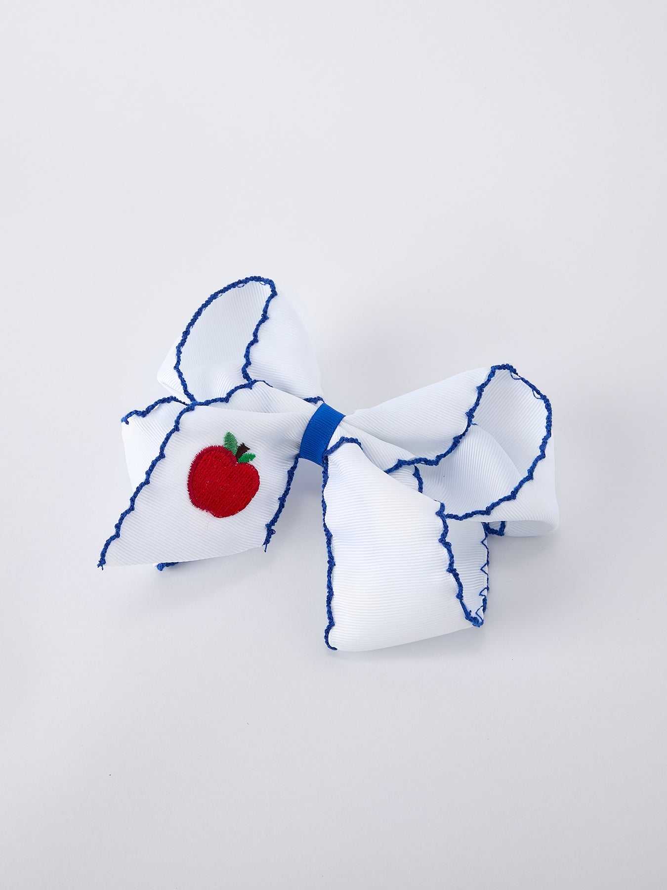Back to School Apple Bow Hair Clip 6.25 Inch Bows - detail view