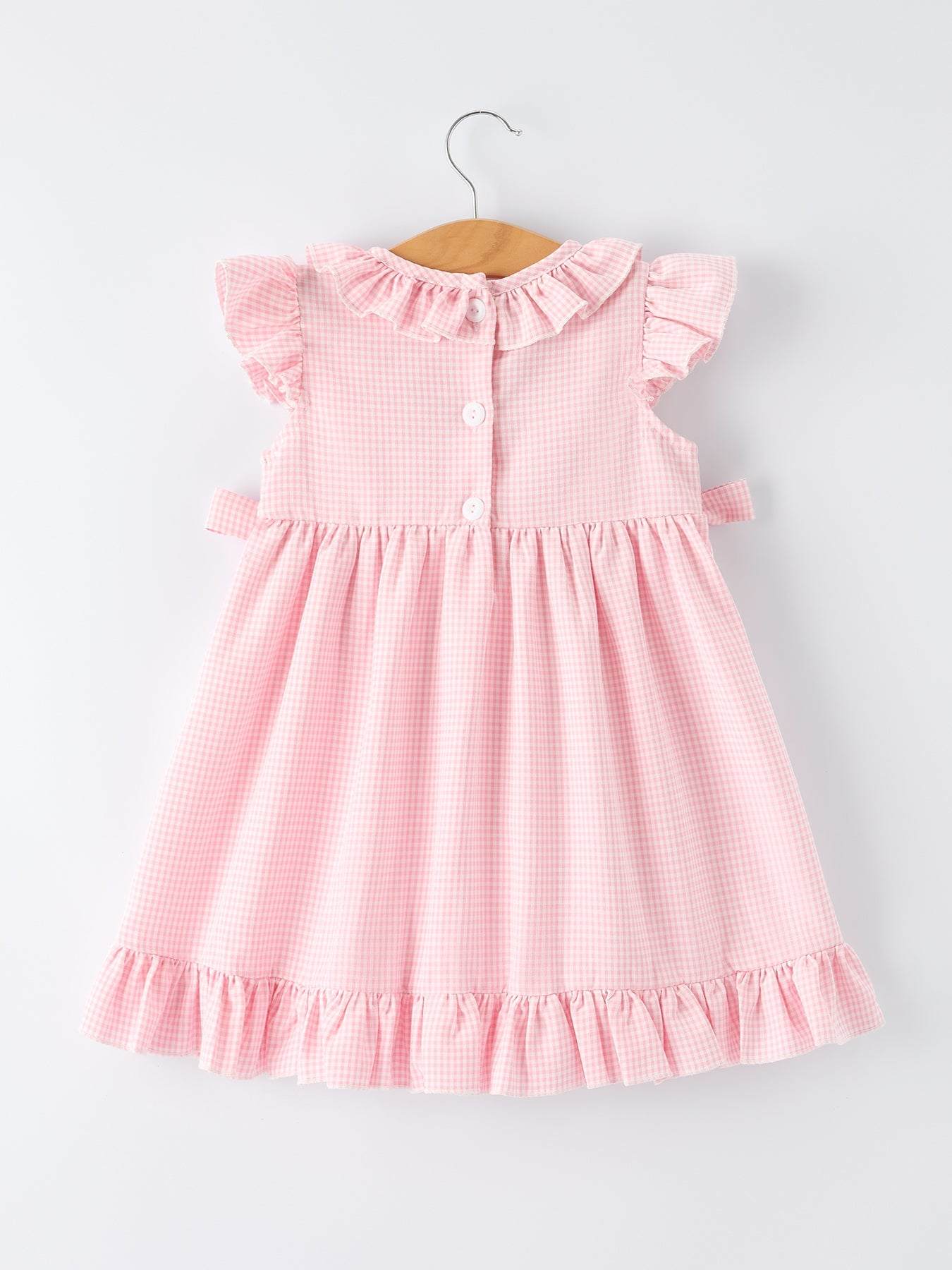 Back to School Pencil Plaid Girls Smocked Ruffle Collar Dress