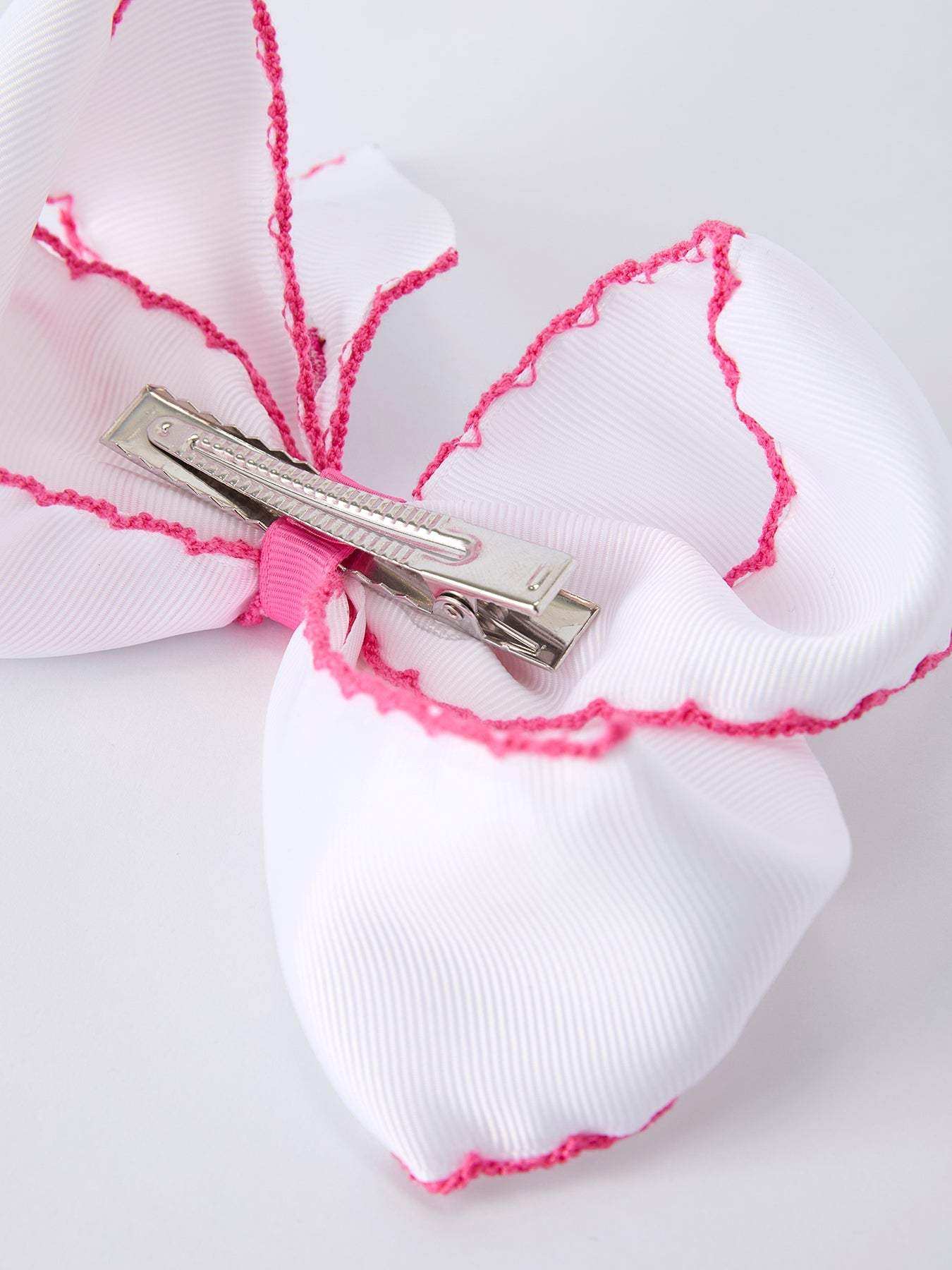 Back to School Pink Pencil Bow Hair Clip 6.25 Inch Bows - styling detail