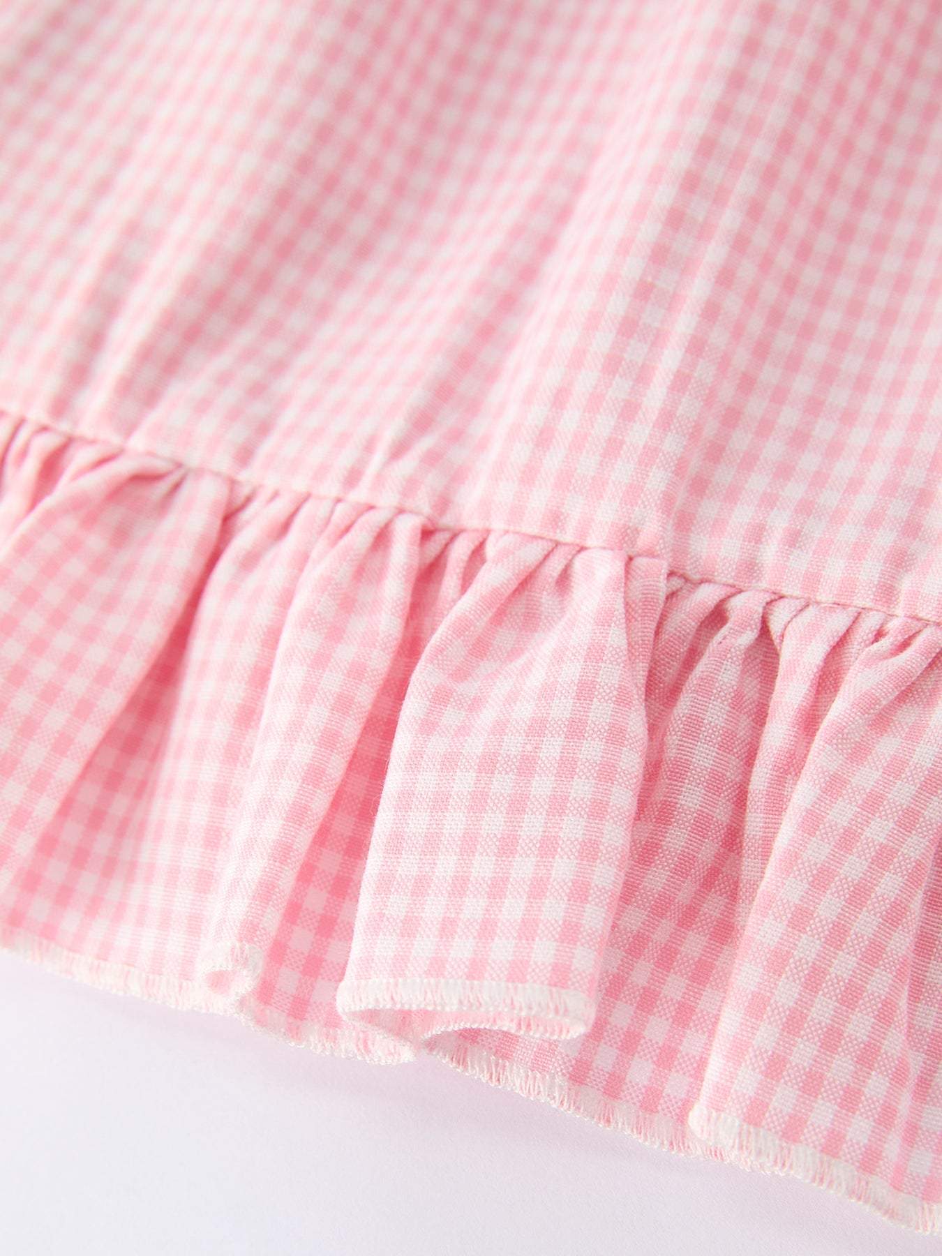Back to School Pencil Plaid Girls Smocked Ruffle Collar Dress