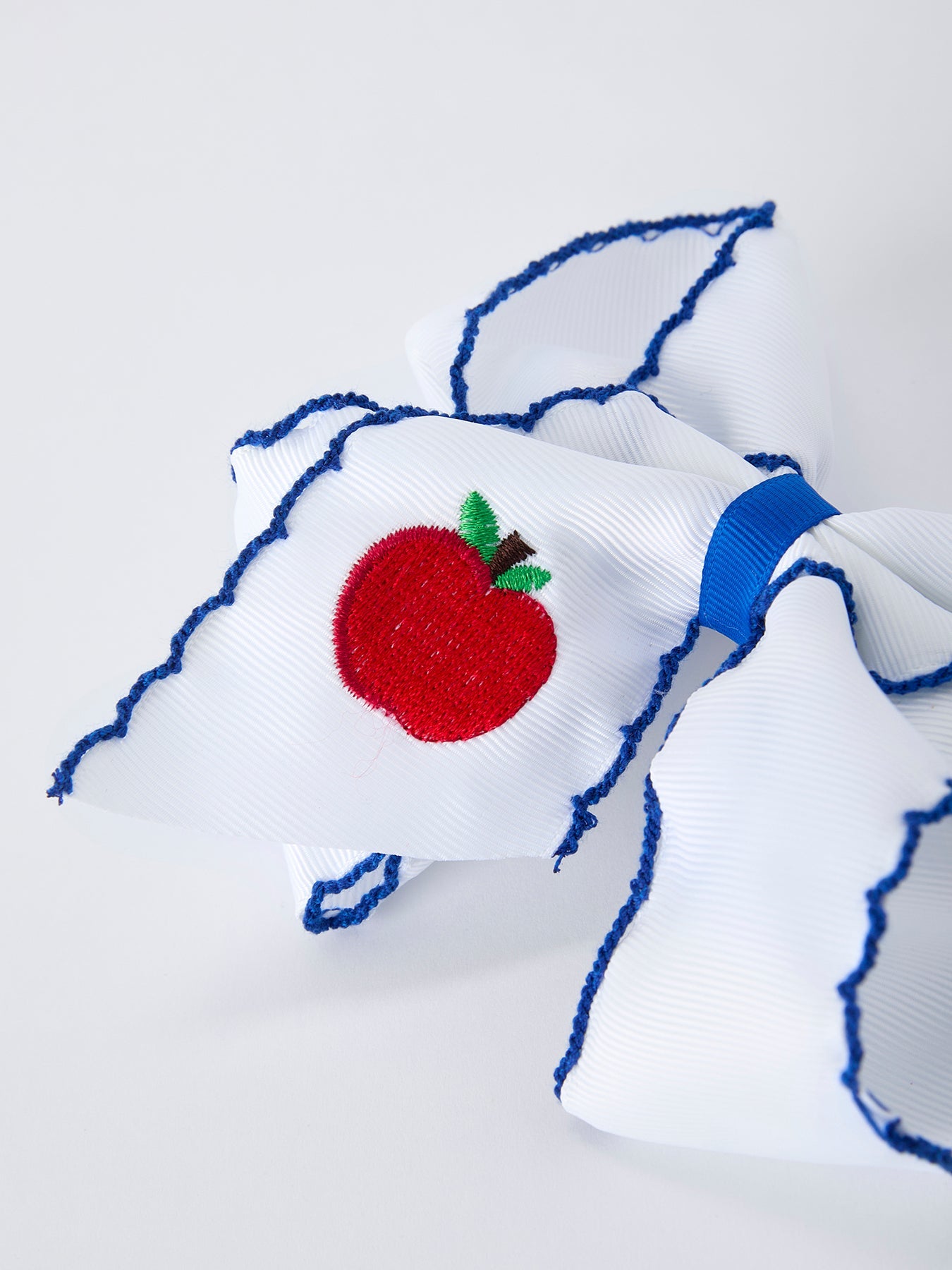 Back to School Apple Bow Hair Clip 6.25 Inch Bows - side view