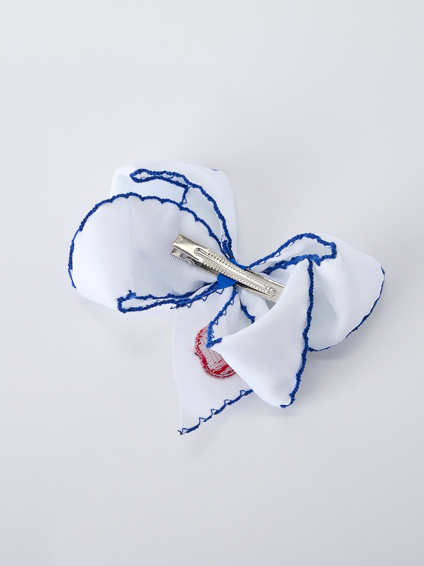 Back to School Apple Bow Hair Clip 6.25 Inch Bows - fabric and material close-up