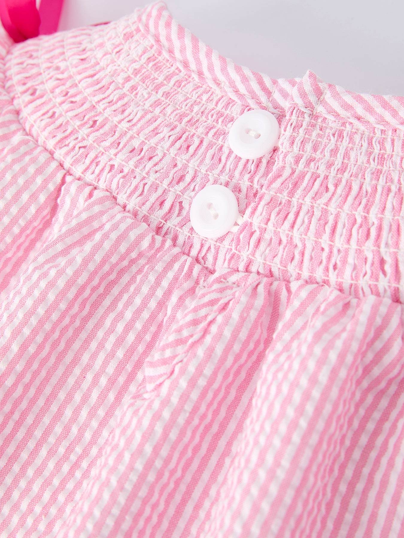 Strawberry Smocked Girl Dress Bow Ruffle
