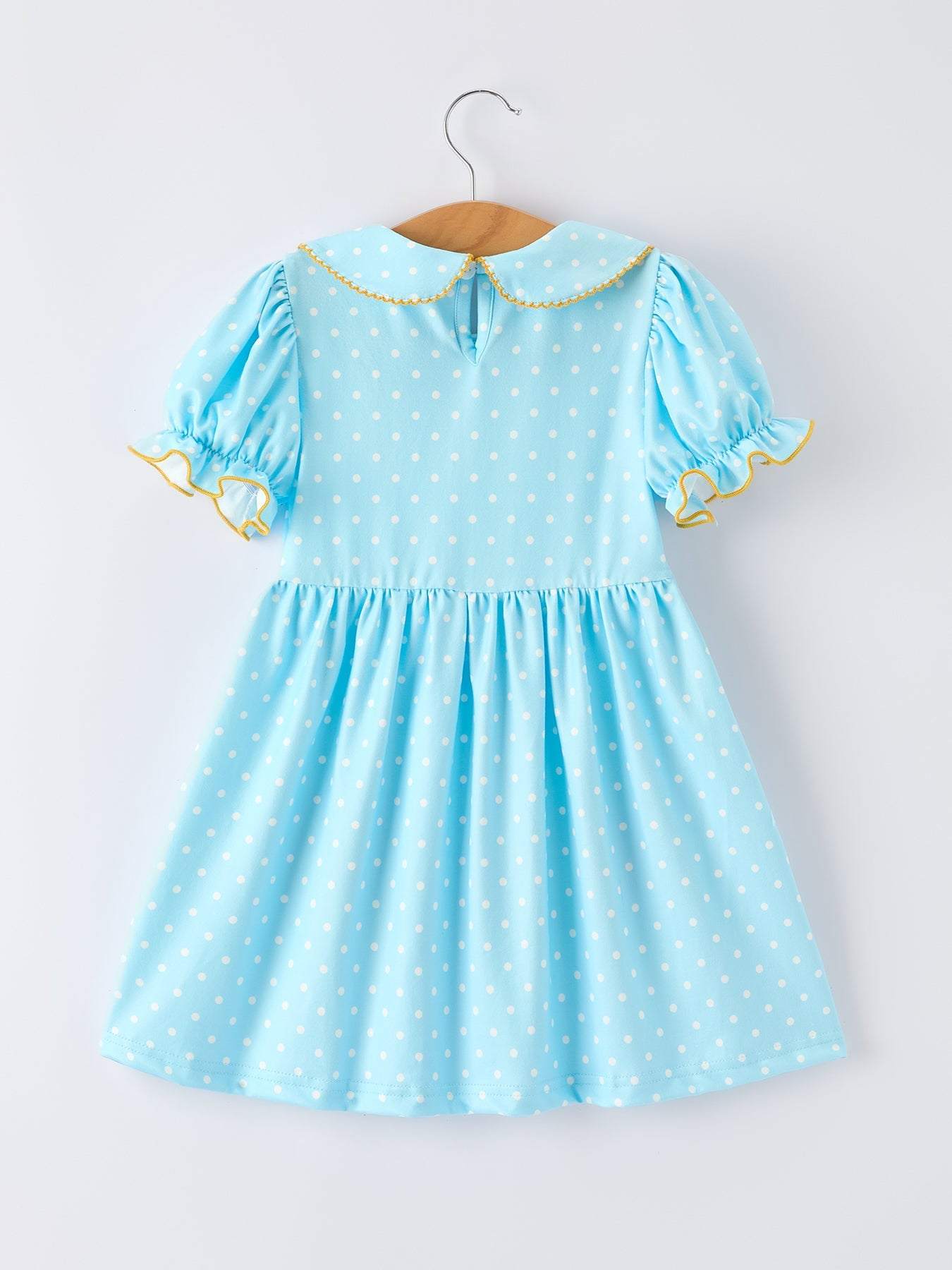 Back to School Polka Dot Girls Dress Pencil Bow Applique - detail view