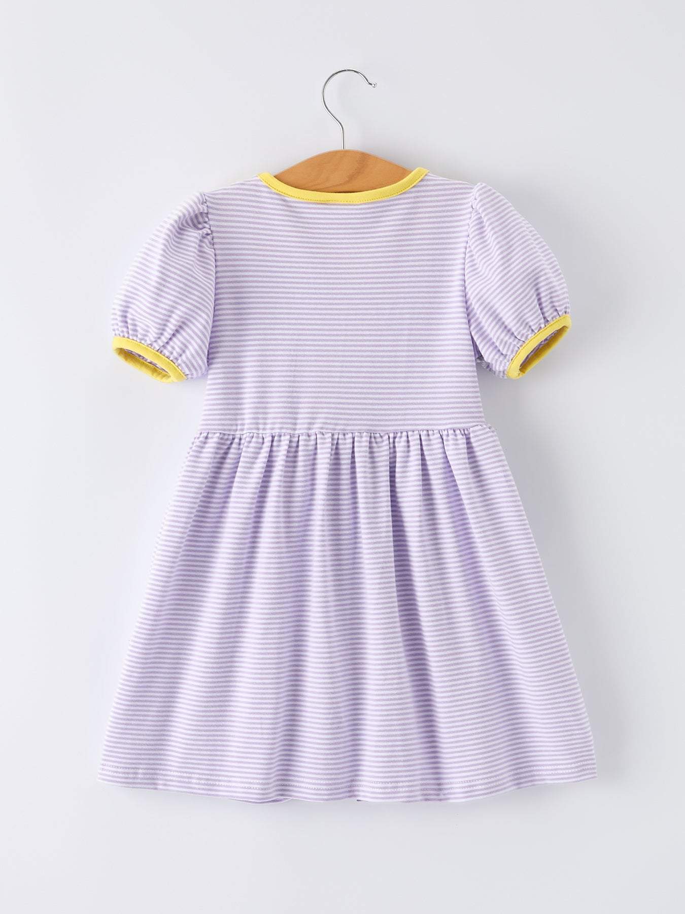 Back to School Bus Applique Ruffle Pocket Girls Dress - detail view