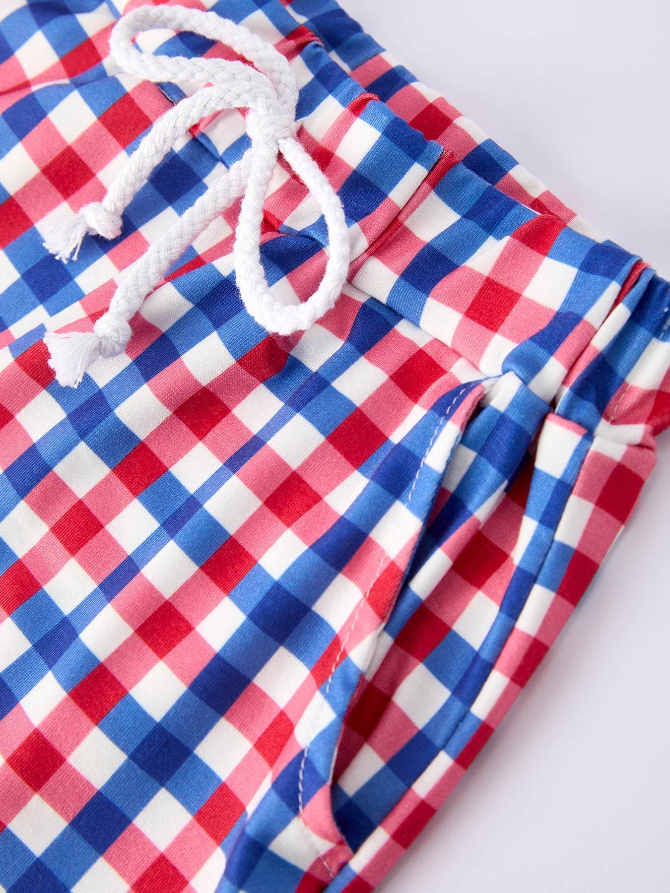 Boys 4th of July Plaid Flag Set Outfit - back view