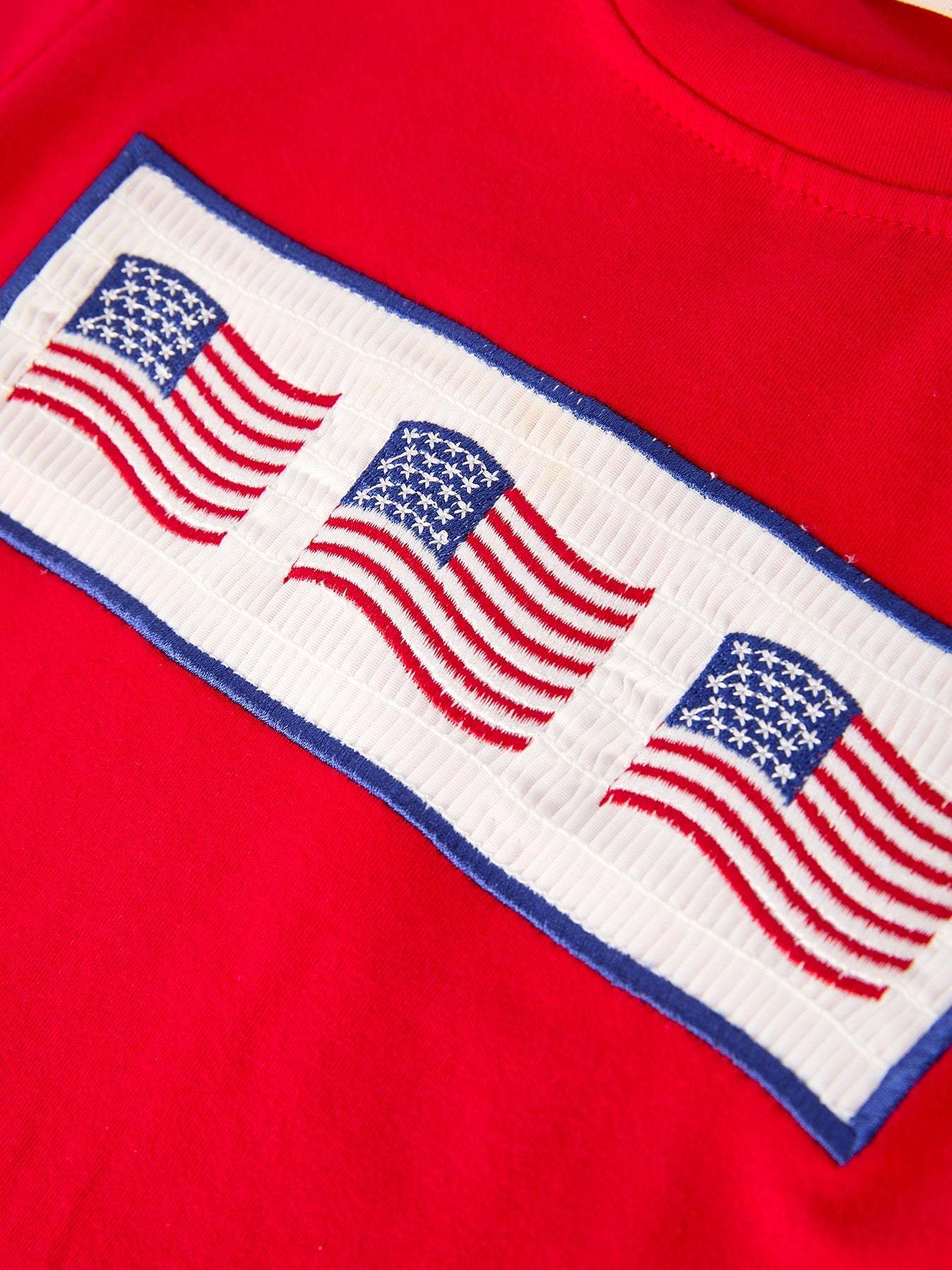 Boys 4th of July Plaid Flag Set Outfit - fabric and material close-up