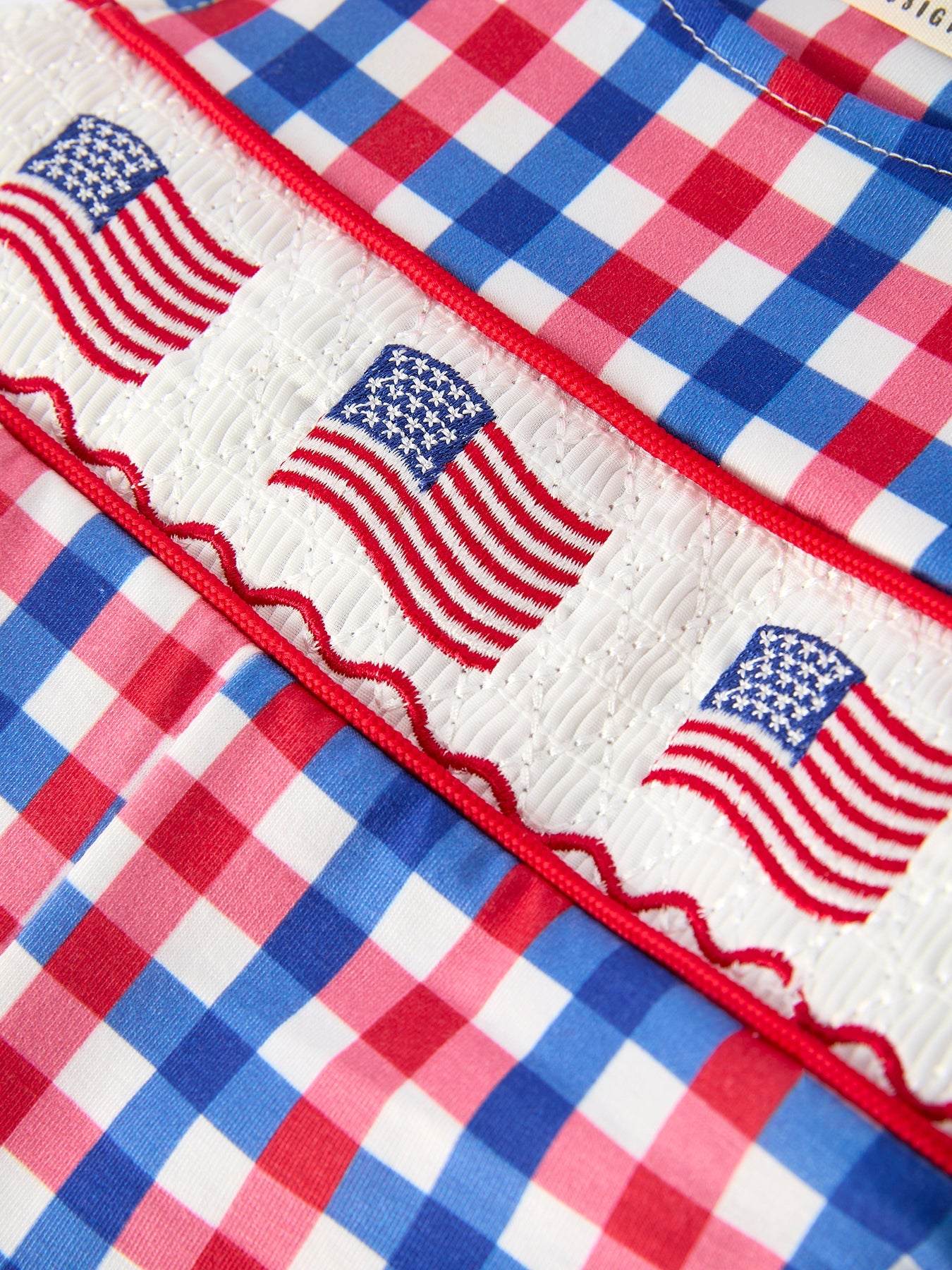 4th of July Plaid Flag Baby Boy Romper - side view