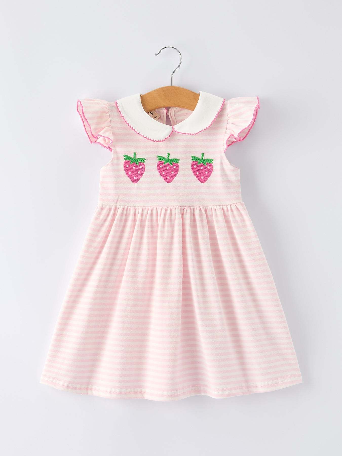 Strawberry Girl Dress Ruffle Peter Pan Collar, front view