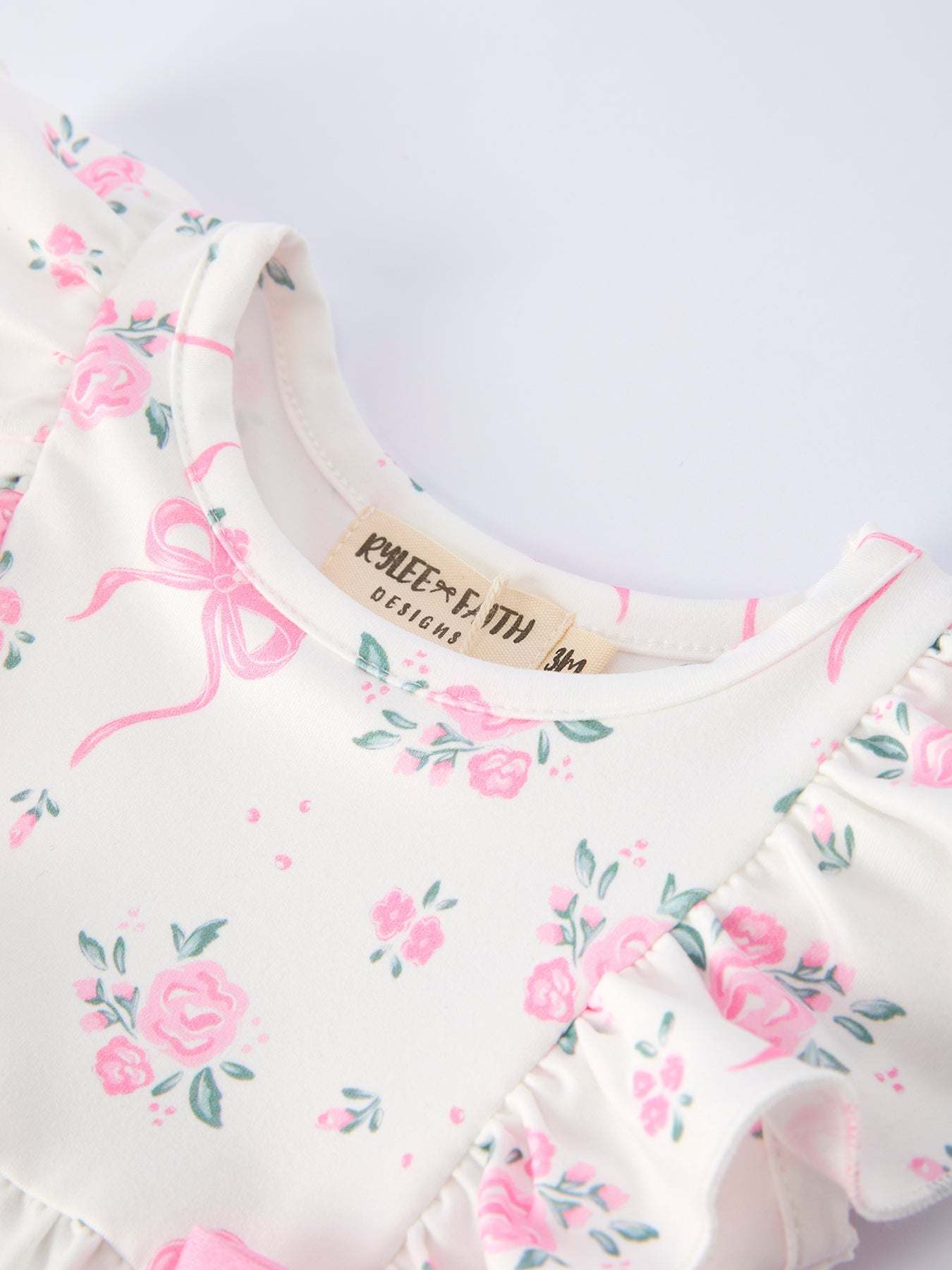 Floral Baby Girls Bow Ruffle Romper