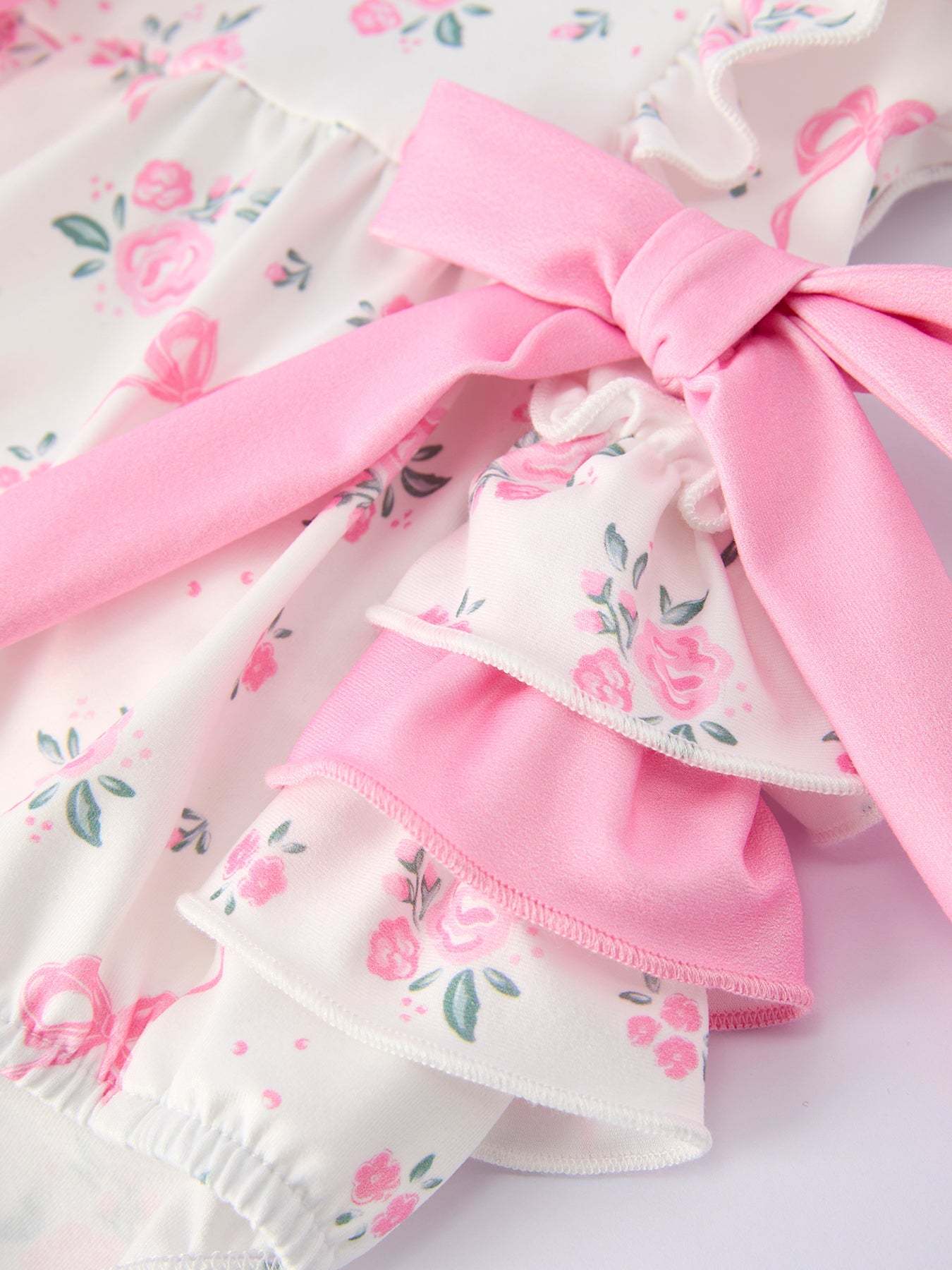 Floral Baby Girls Bow Ruffle Romper