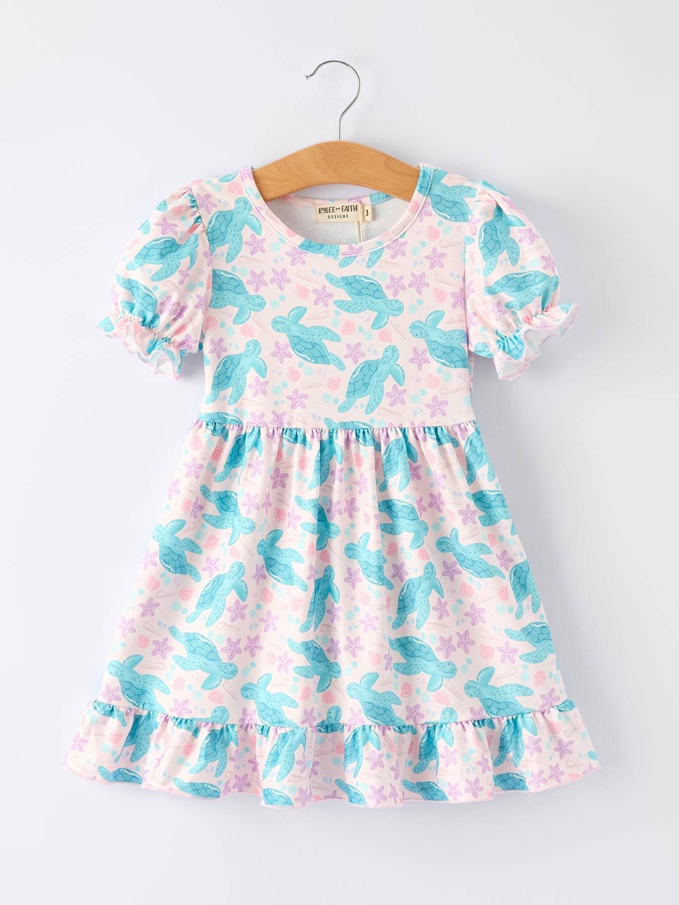 Ocean Animal Sea Turtle Girl Ruffle Dress