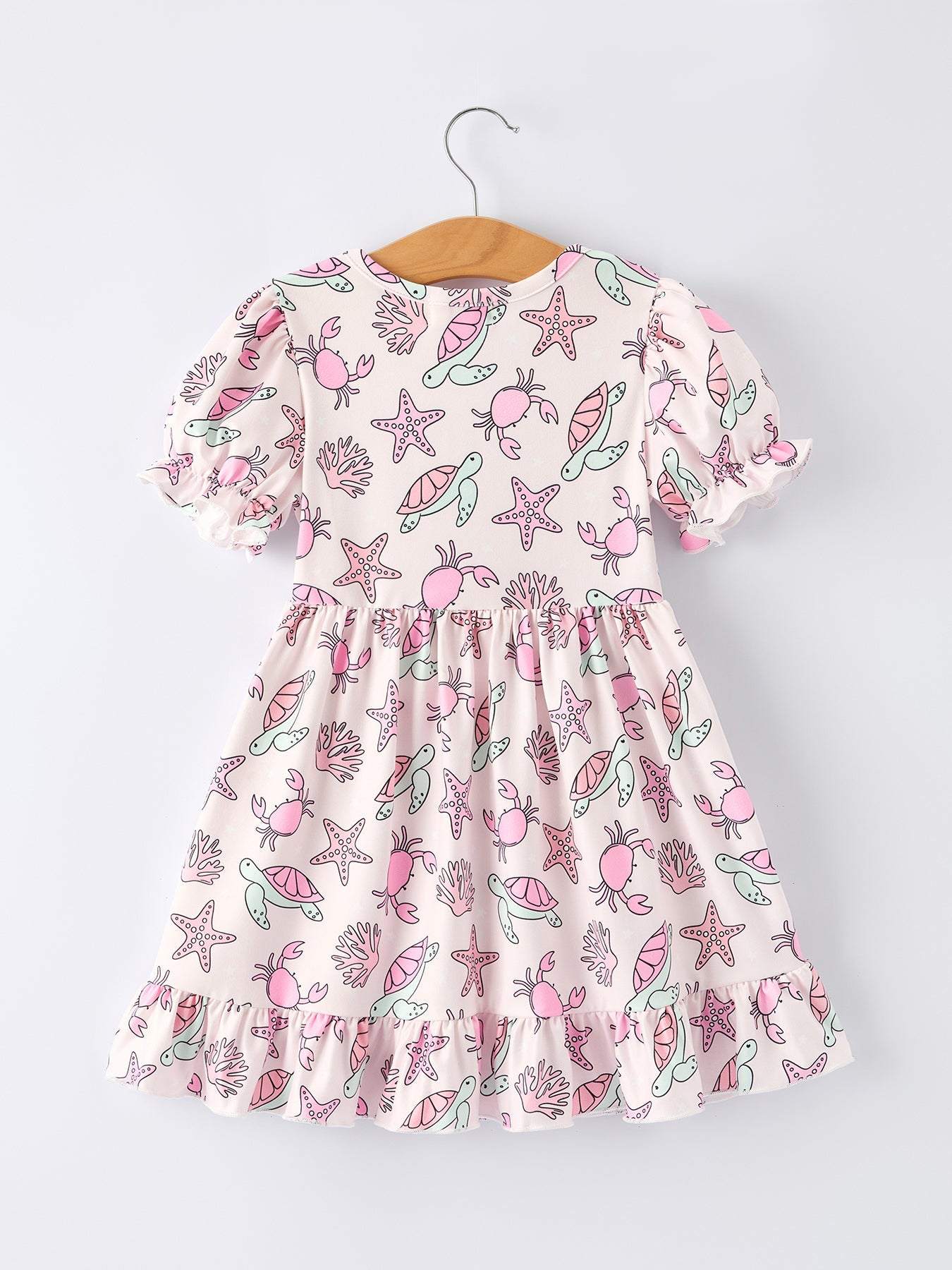 Ocean Print Girl Ruffle Dress