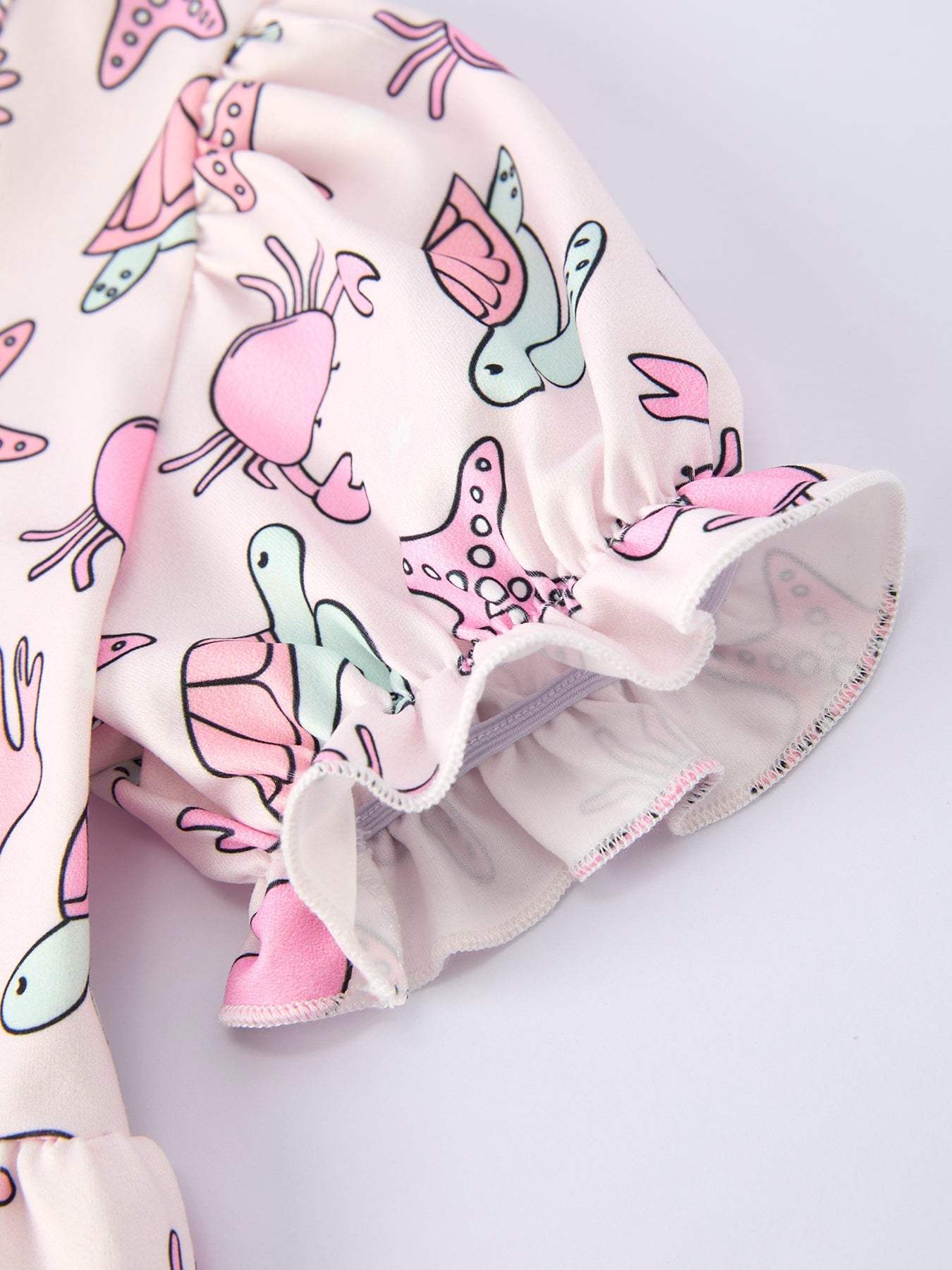 Ocean Print Girl Ruffle Dress