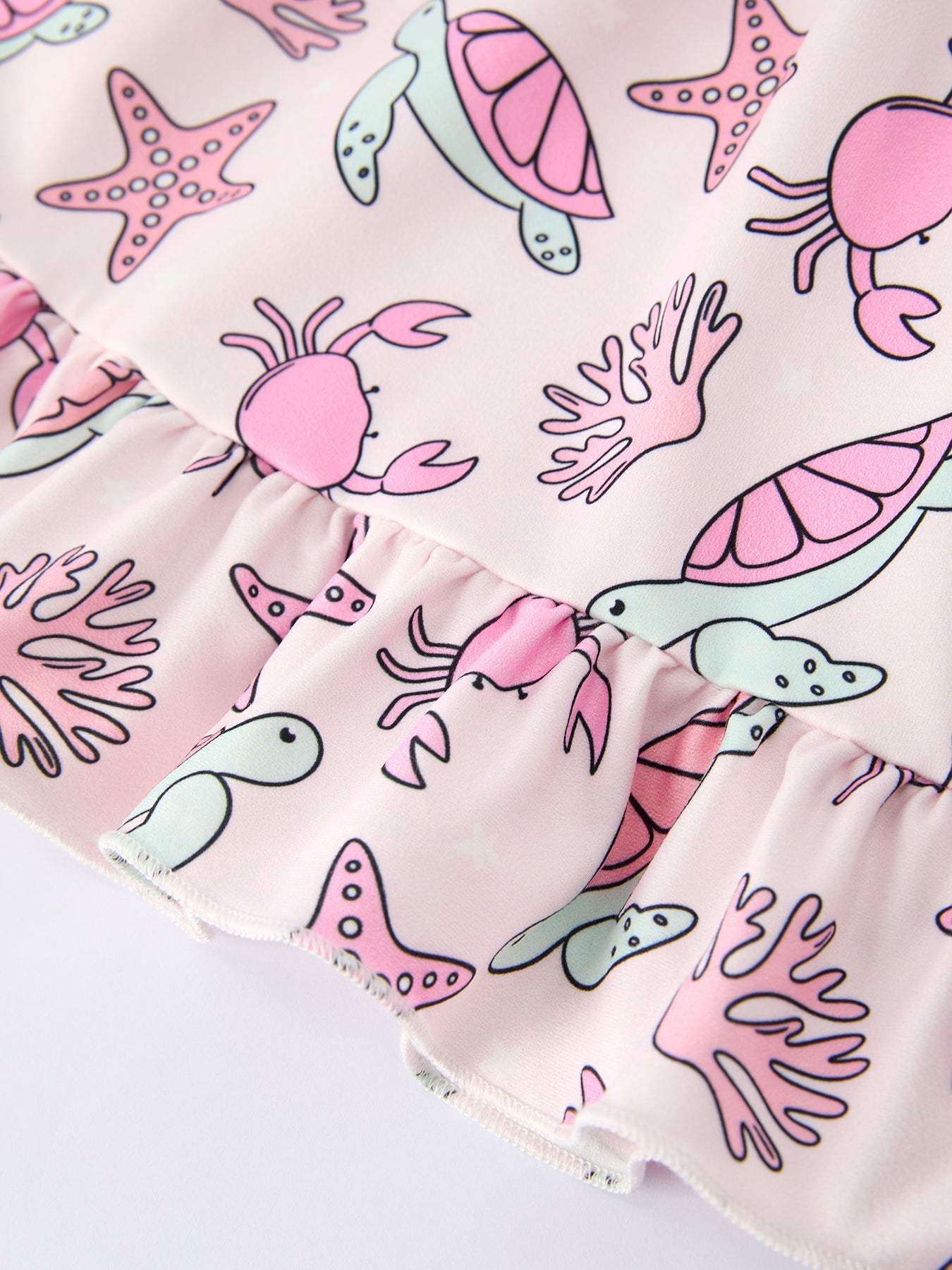 Ocean Print Girl Ruffle Dress