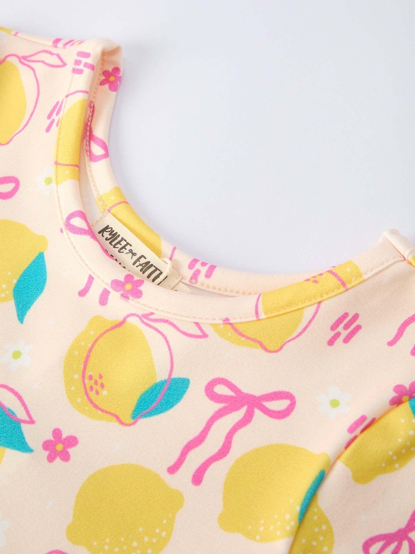 Summer Lemon Bow Print Girl Dress