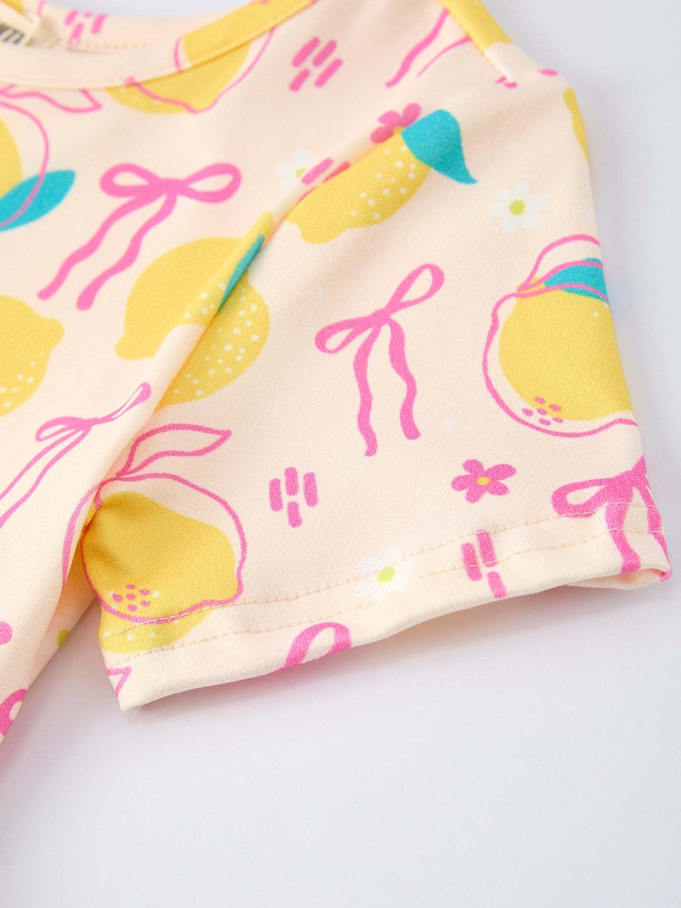 Summer Lemon Bow Print Girl Dress