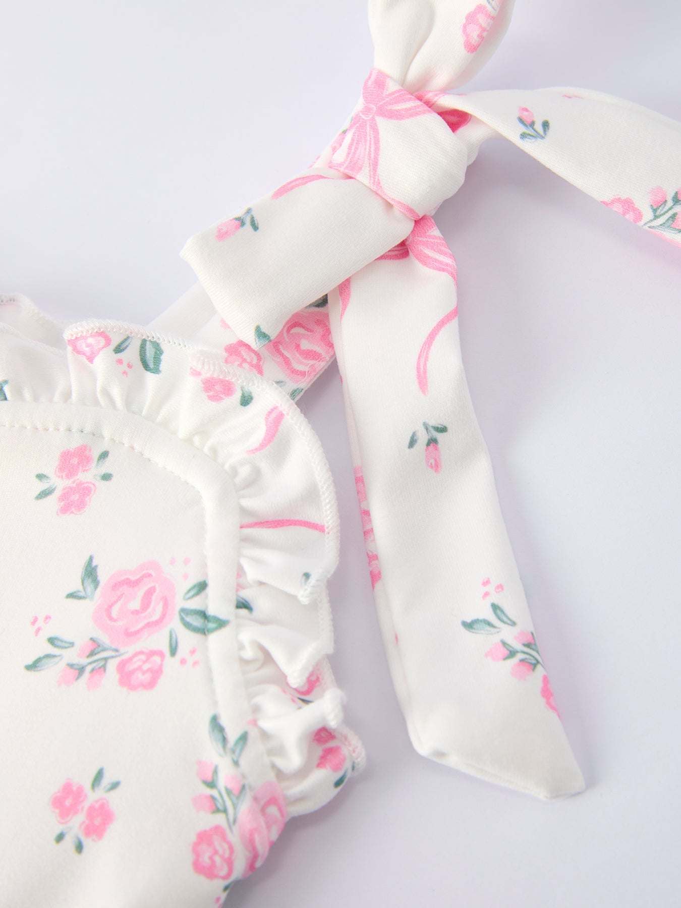 Floral Bow Girl Ruffle Dress