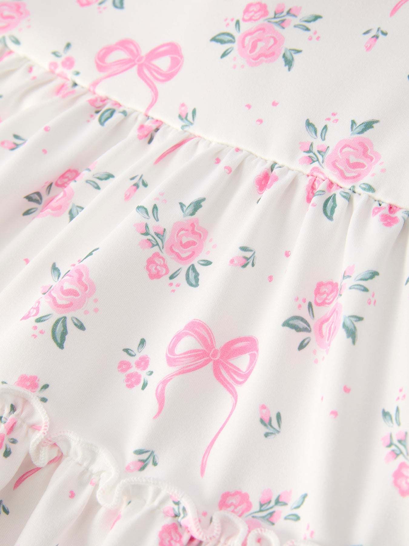 Floral Bow Girl Ruffle Dress