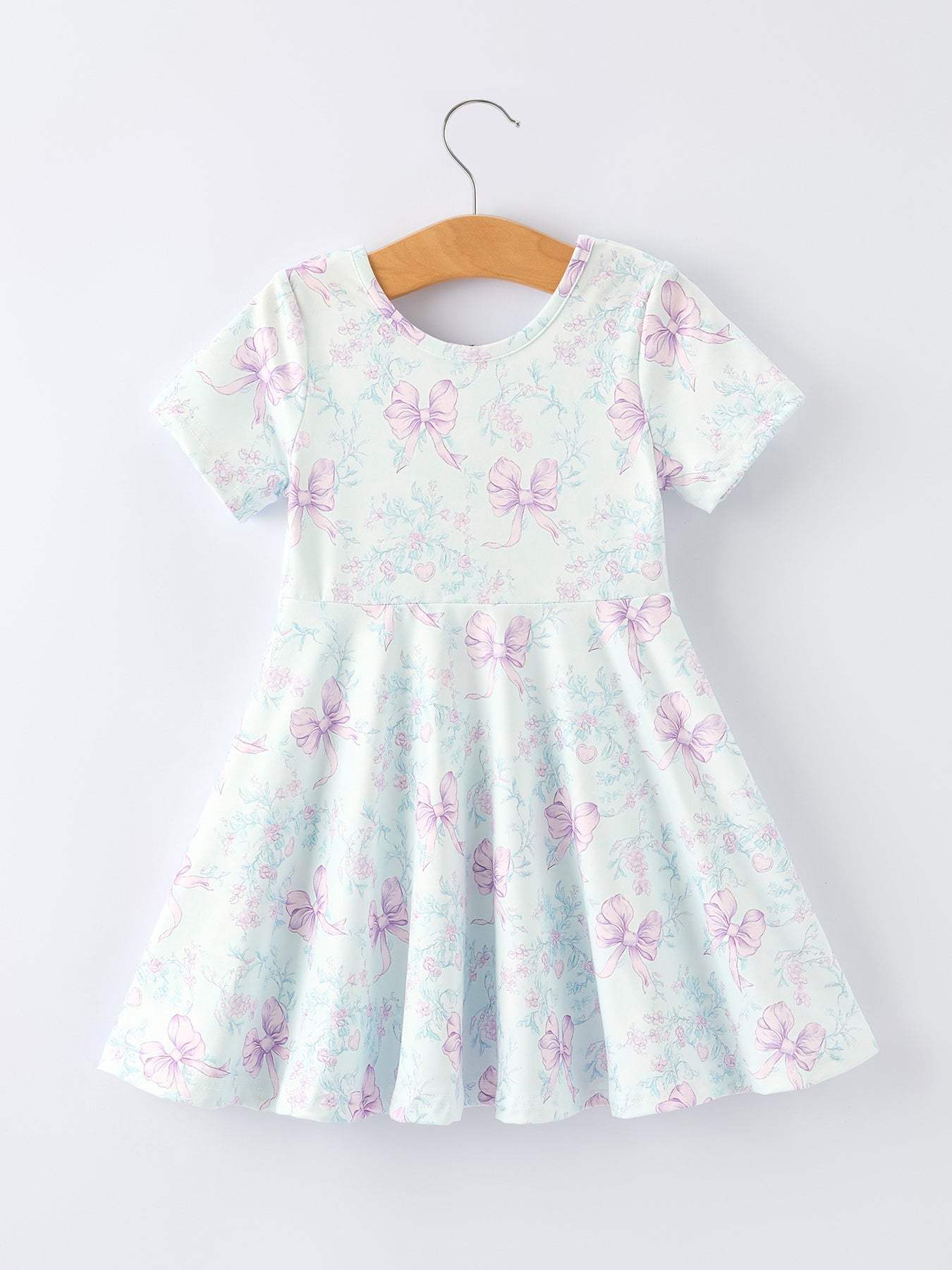Summer Floral Bow Print Girl Dress