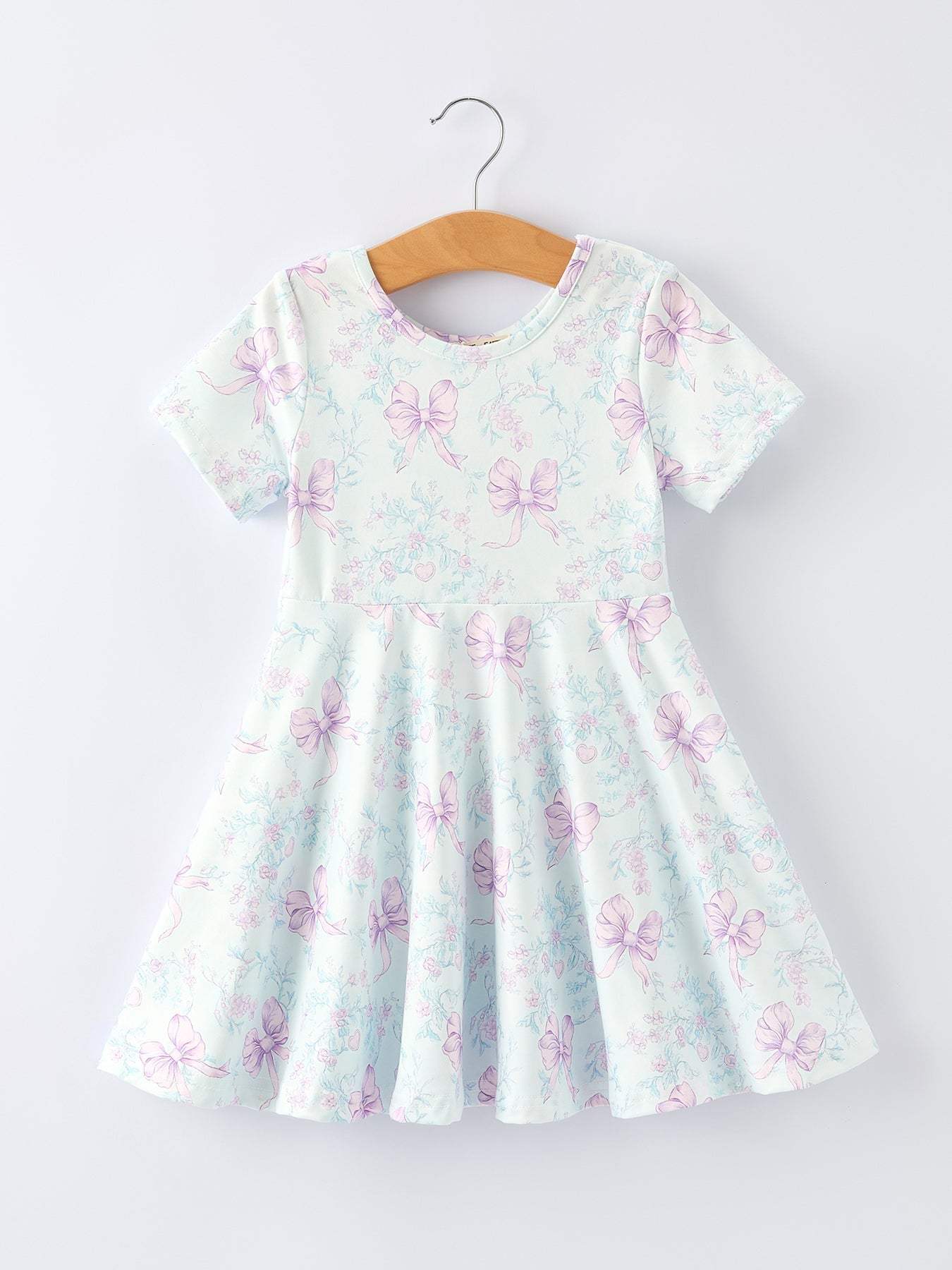 Summer Floral Bow Print Girl Dress