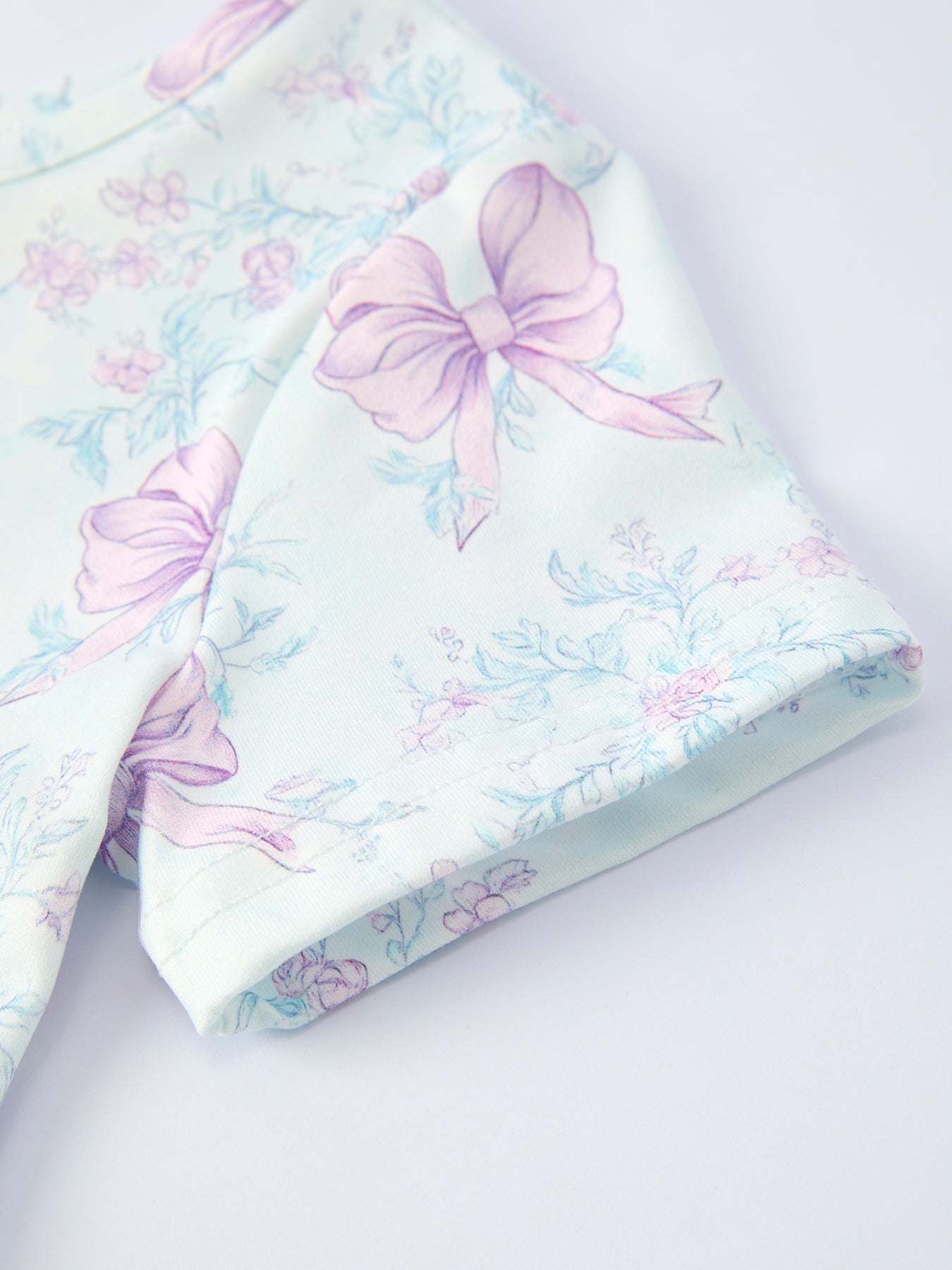 Summer Floral Bow Print Girl Dress